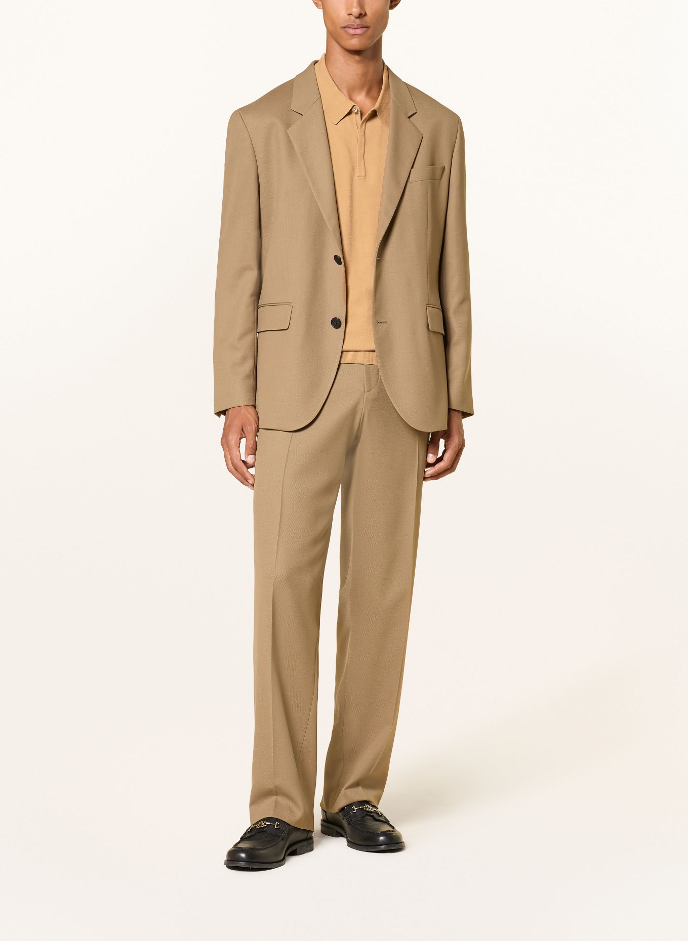 HUGO Gebreid poloshirt SAN PETER: CAMEL