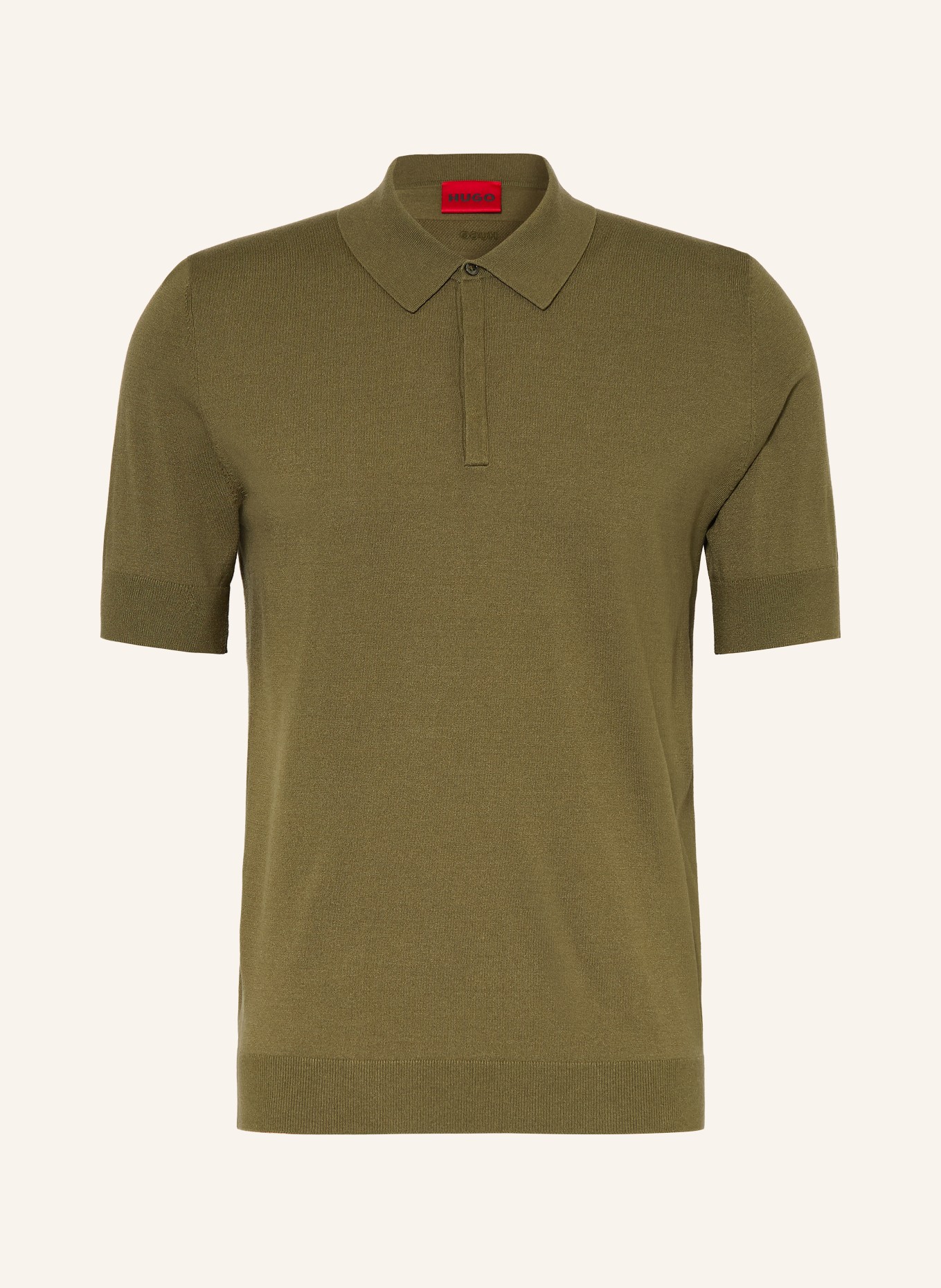 HUGO Gebreid poloshirt SAN PETER: OLIJF