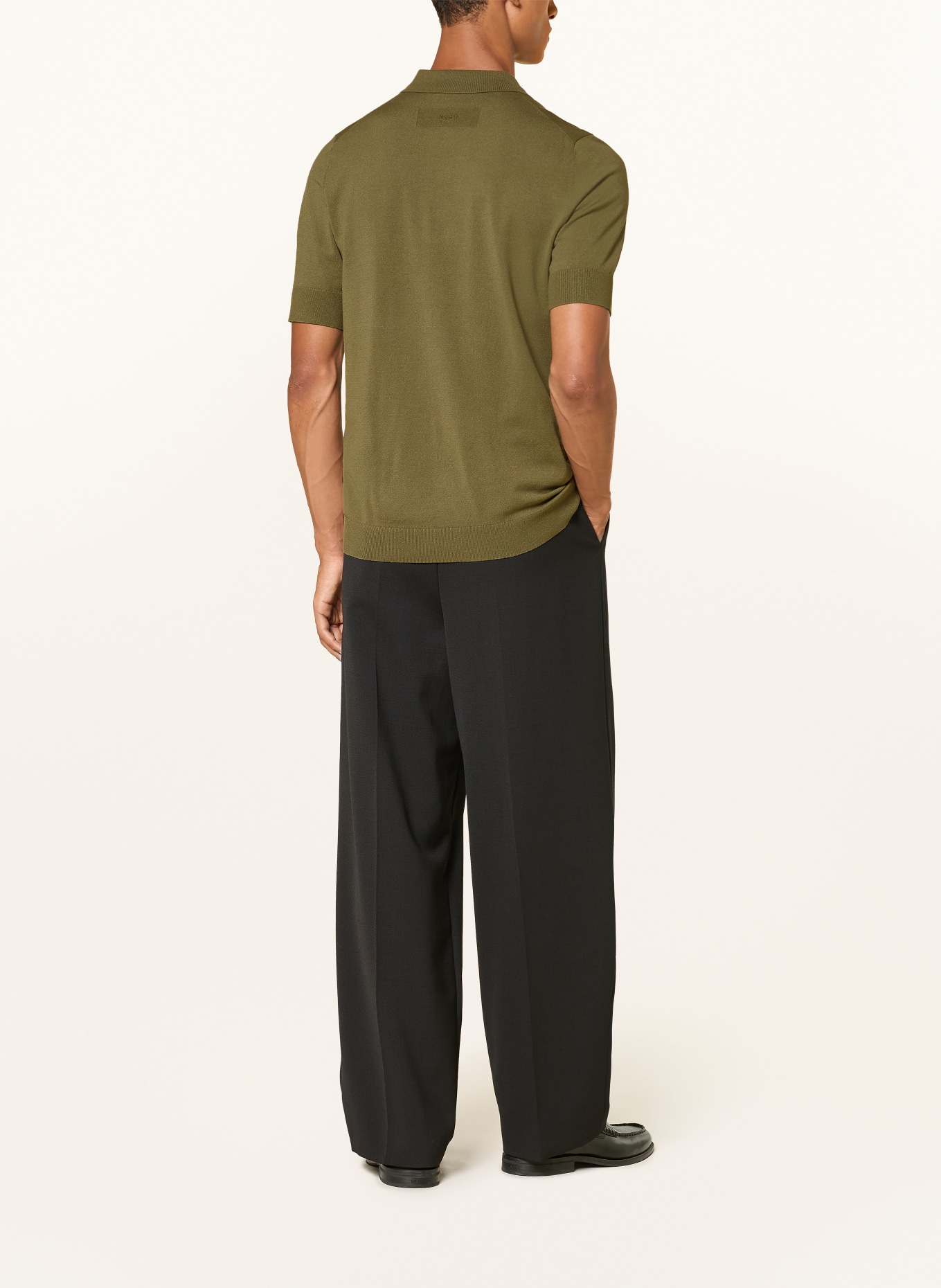 HUGO Gebreid poloshirt SAN PETER: OLIJF