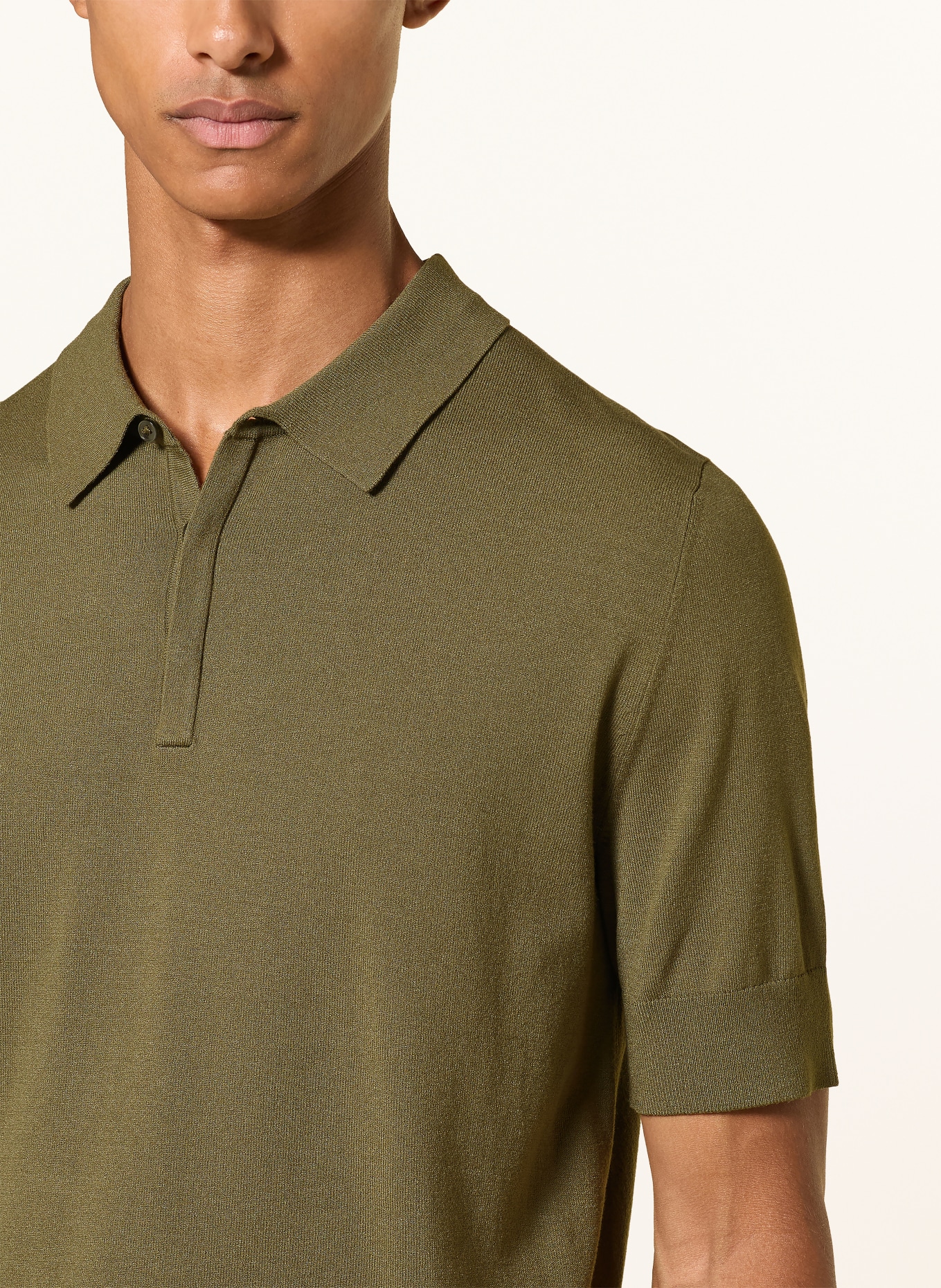 HUGO Gebreid poloshirt SAN PETER: OLIJF