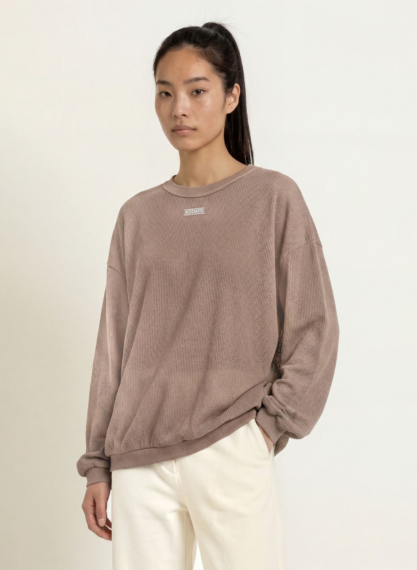 10DAYS Oversized-Sweatshirt: TAUPE