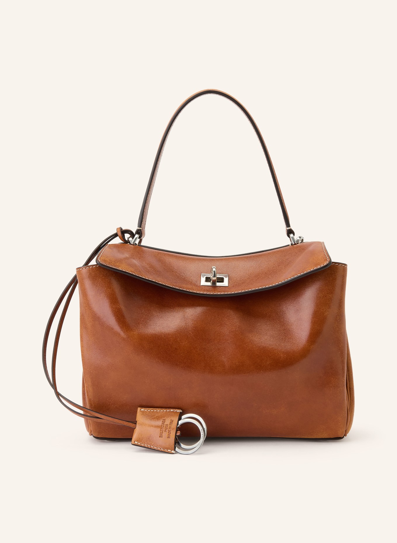 BALENCIAGA Schultertasche RODEO SMALL: BRAUN / SILBER