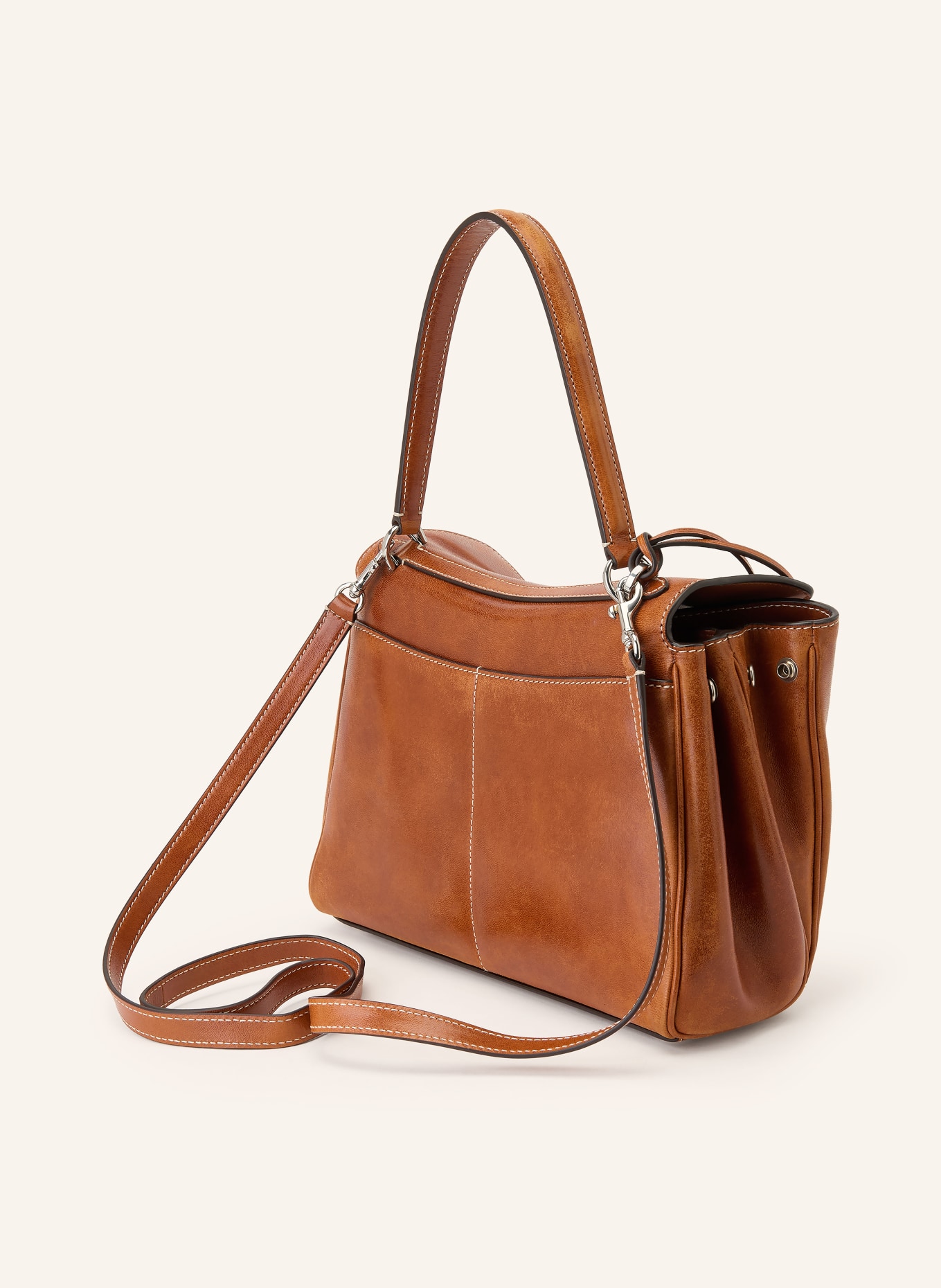 BALENCIAGA Schultertasche RODEO SMALL: BRAUN / SILBER