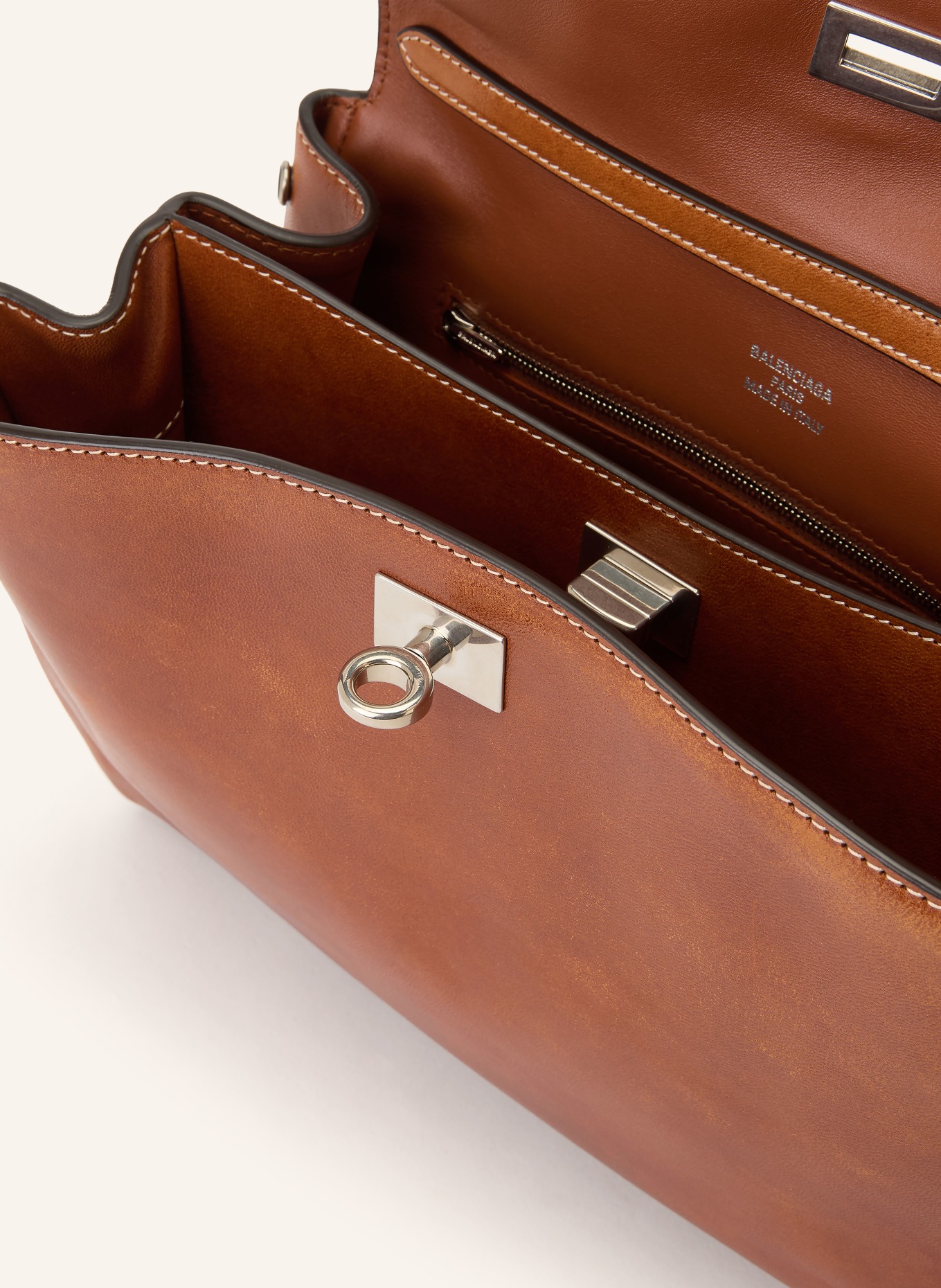 BALENCIAGA Schultertasche RODEO SMALL: BRAUN / SILBER