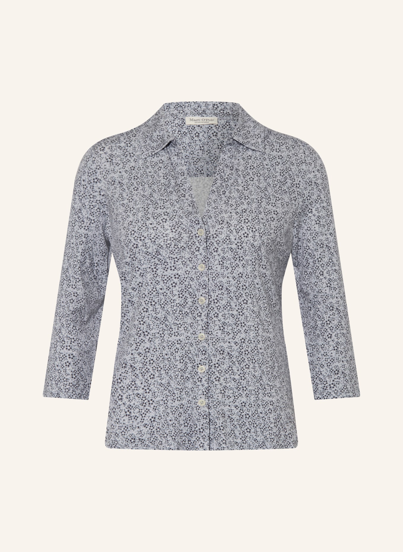 Marc O'Polo Bluse mit 3/4-Arm: DUNKELGRAU / BLAUGRAU / WEISS