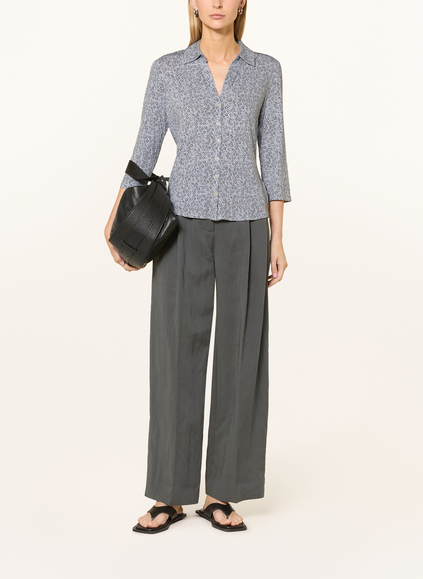 Marc O'Polo Bluse mit 3/4-Arm: DUNKELGRAU / BLAUGRAU / WEISS