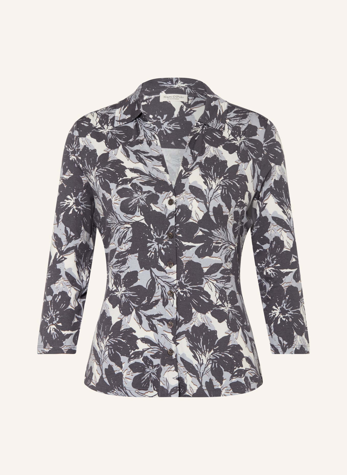 Marc O'Polo Bluse mit 3/4-Arm: DUNKELGRAU / BLAUGRAU / WEISS