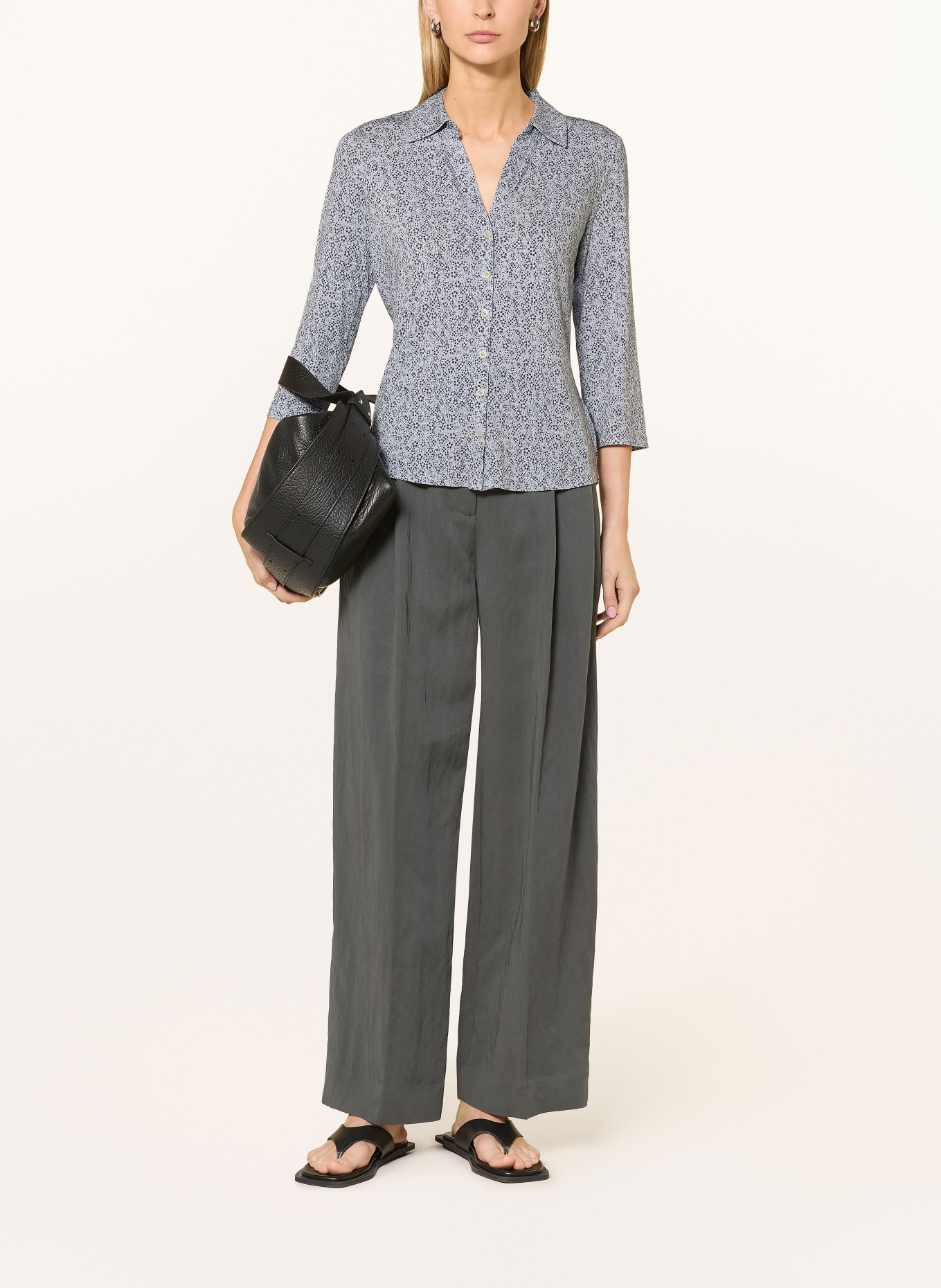 Marc O'Polo Blouse met 3/4-mouwen: DONKERGRIJS / BLAUWGRIJS / WIT