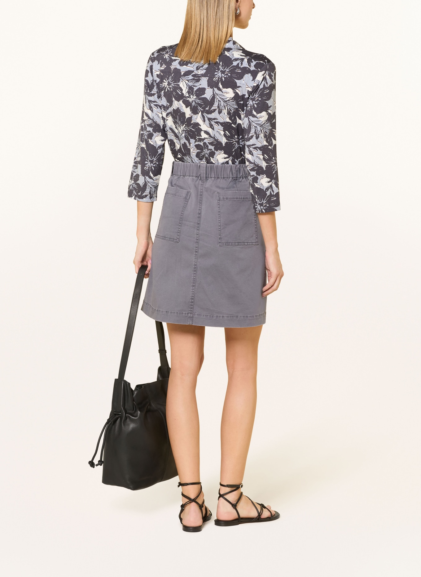 Marc O'Polo Bluse mit 3/4-Arm: DUNKELGRAU / BLAUGRAU / WEISS