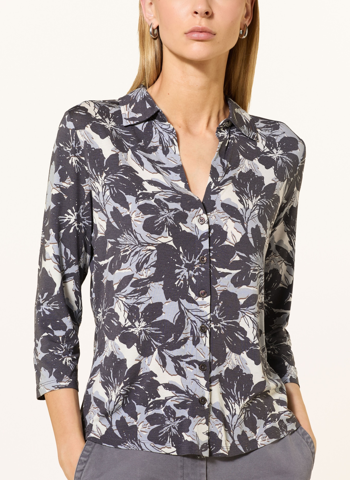 Marc O'Polo Bluse mit 3/4-Arm: DUNKELGRAU / BLAUGRAU / WEISS