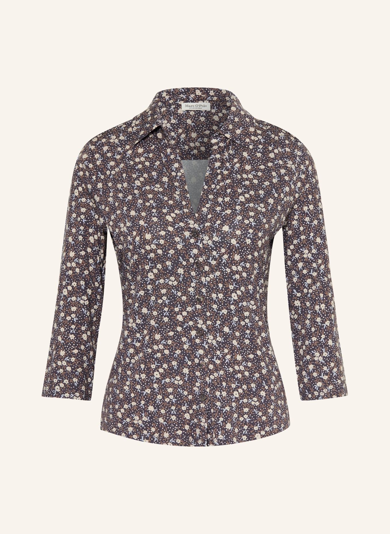 Marc O'Polo Bluse mit 3/4-Arm: DUNKELGRAU / ECRU / HELLBLAU