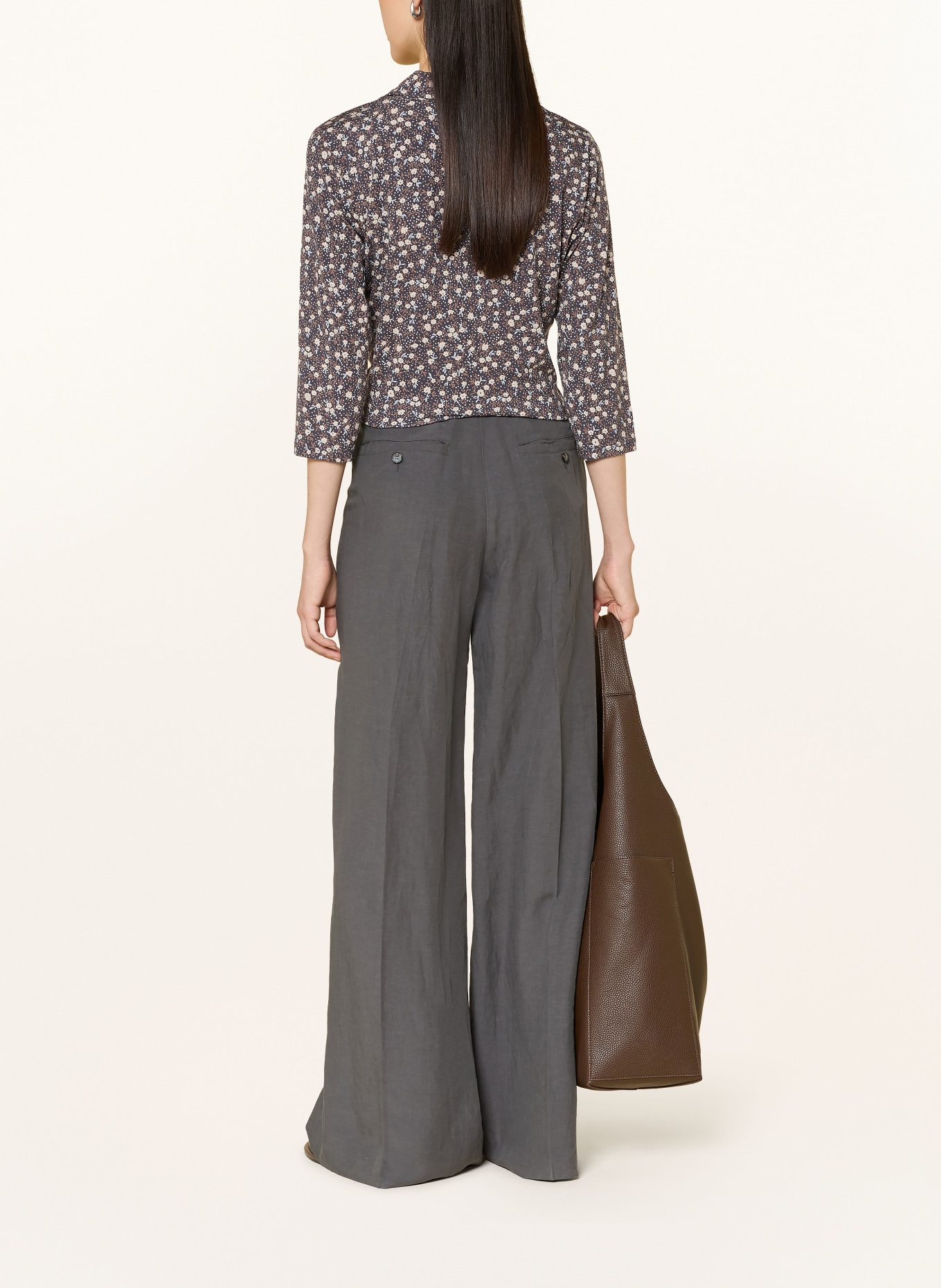 Marc O'Polo Bluse mit 3/4-Arm: DUNKELGRAU / ECRU / HELLBLAU