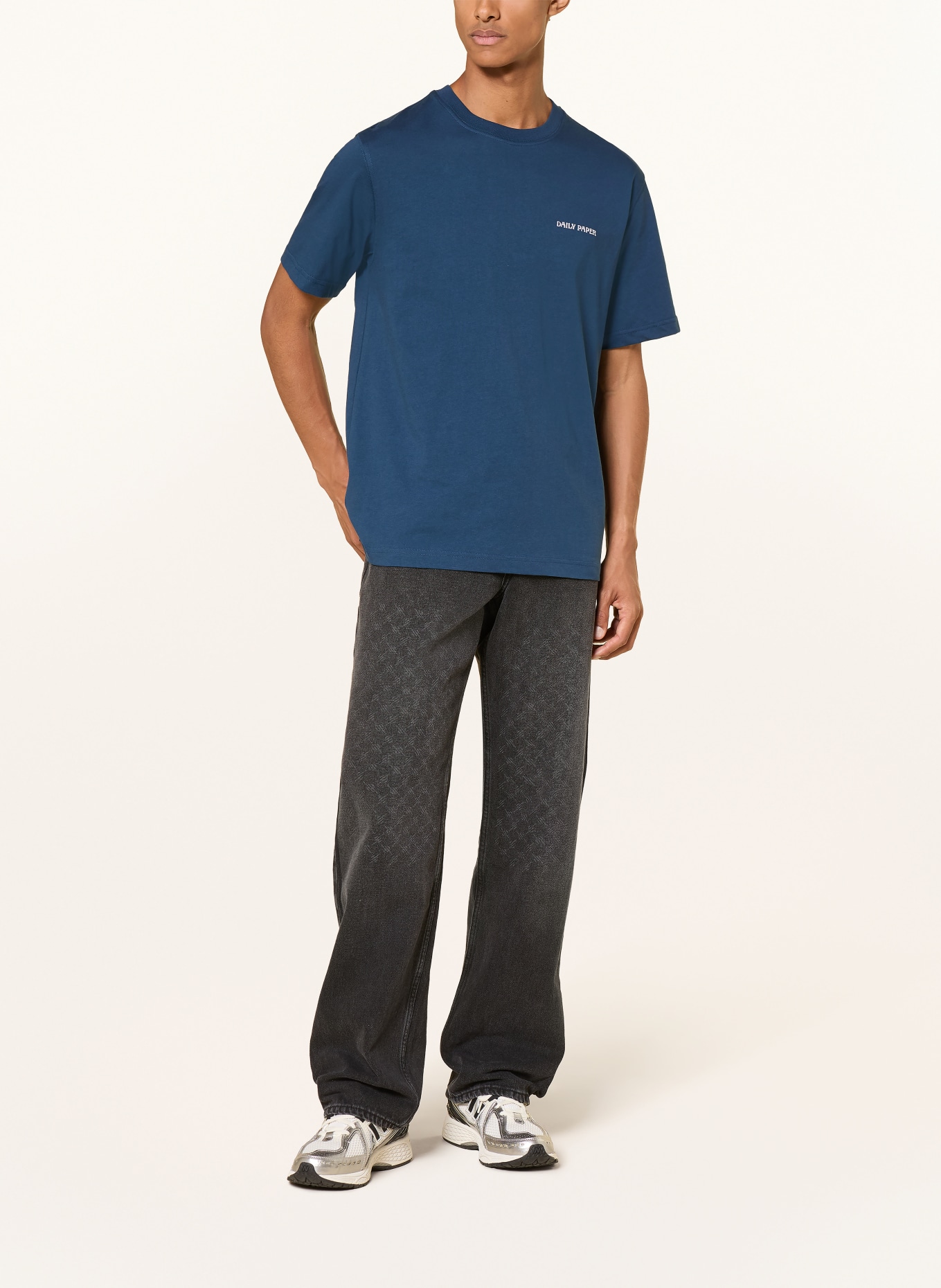 DAILY PAPER T-shirt DIAS: DONKERBLAUW