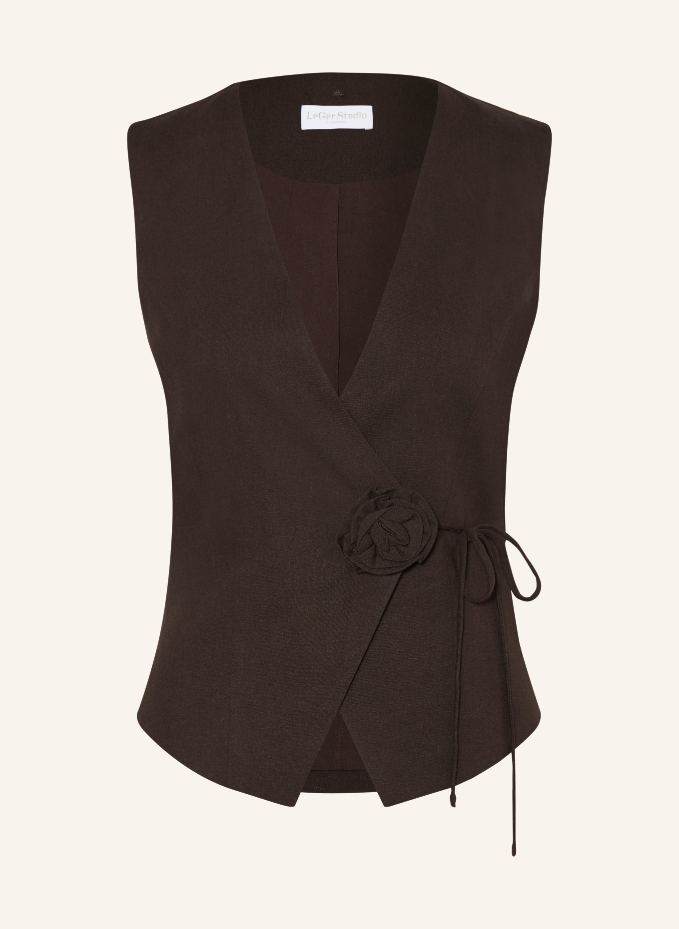 LeGer Studio Top JEMIE met linnen: MARRON FONCÉ