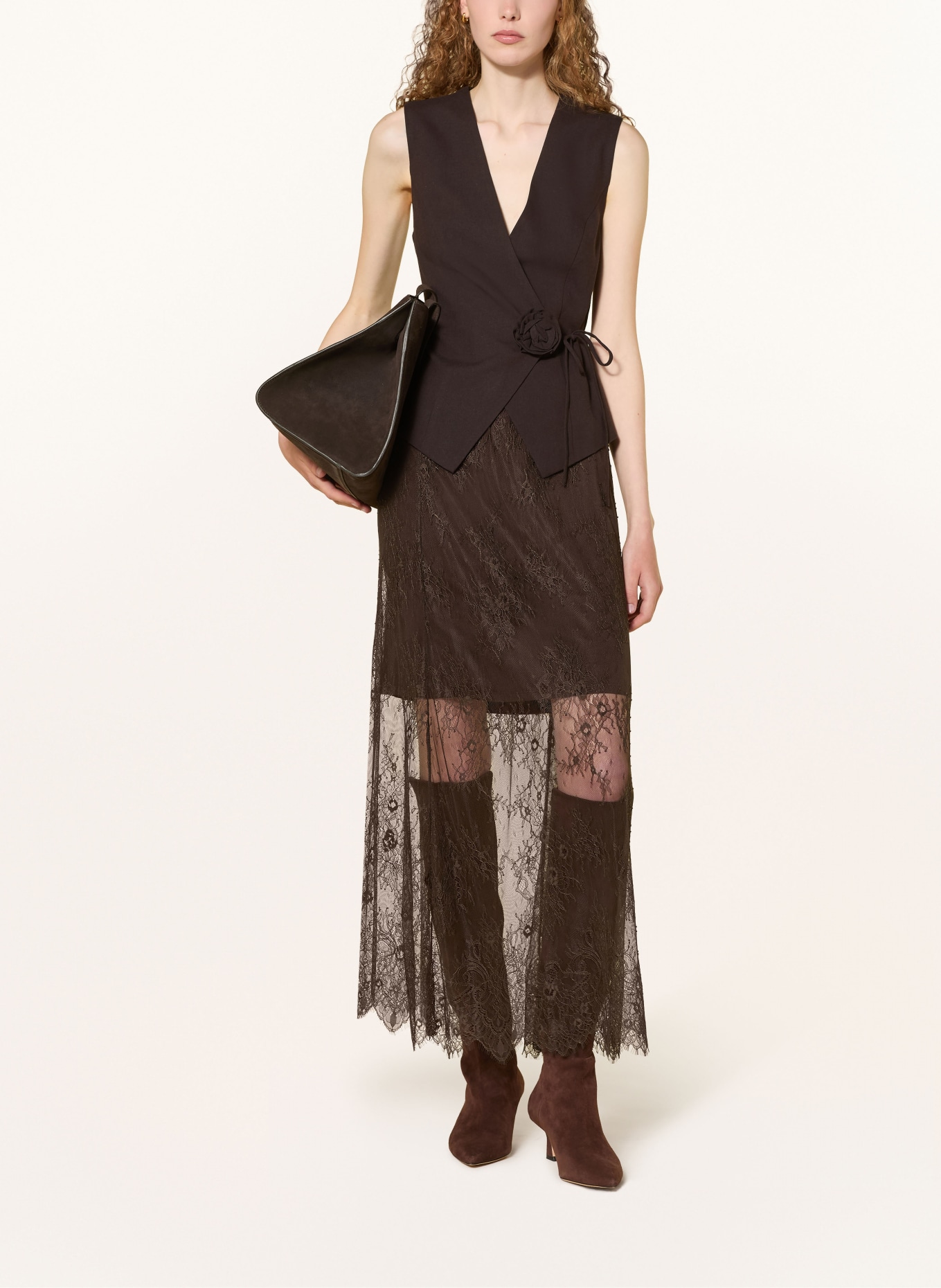 LeGer Studio Top JEMIE met linnen: MARRON FONCÉ