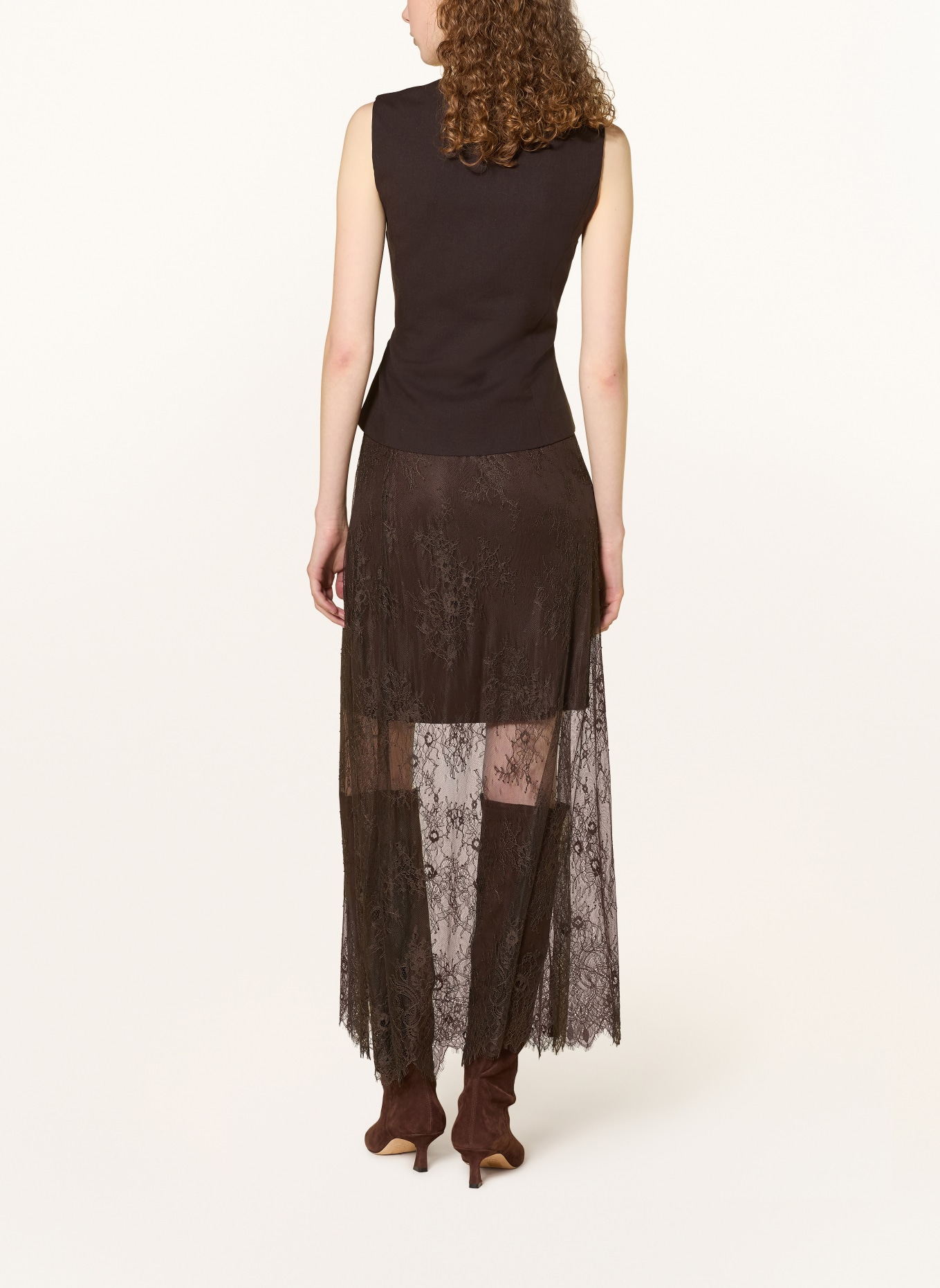 LeGer Studio Top JEMIE met linnen: MARRON FONCÉ