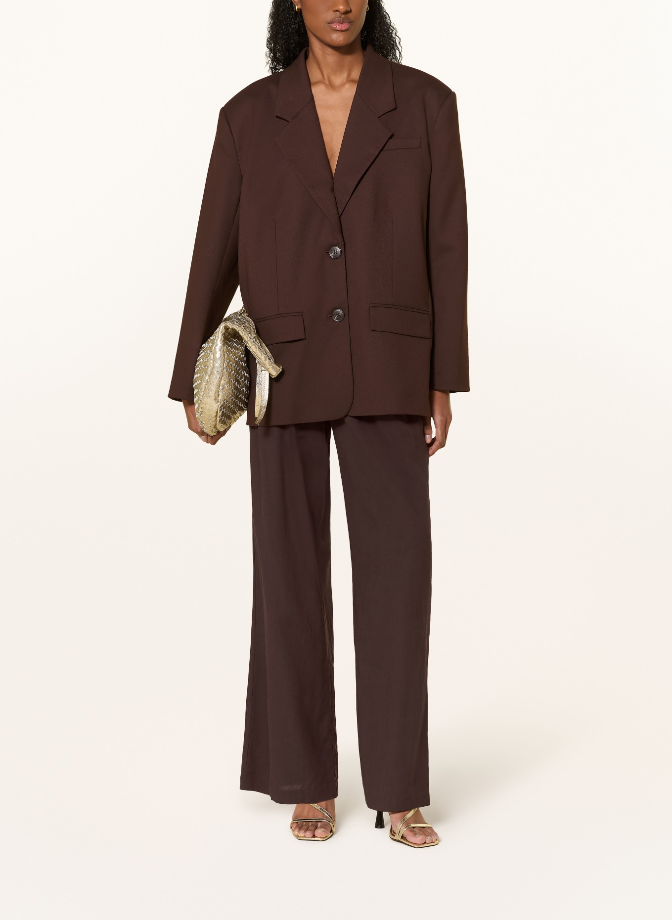 LeGer Studio JEMIE linen-blend trousers: BROWN