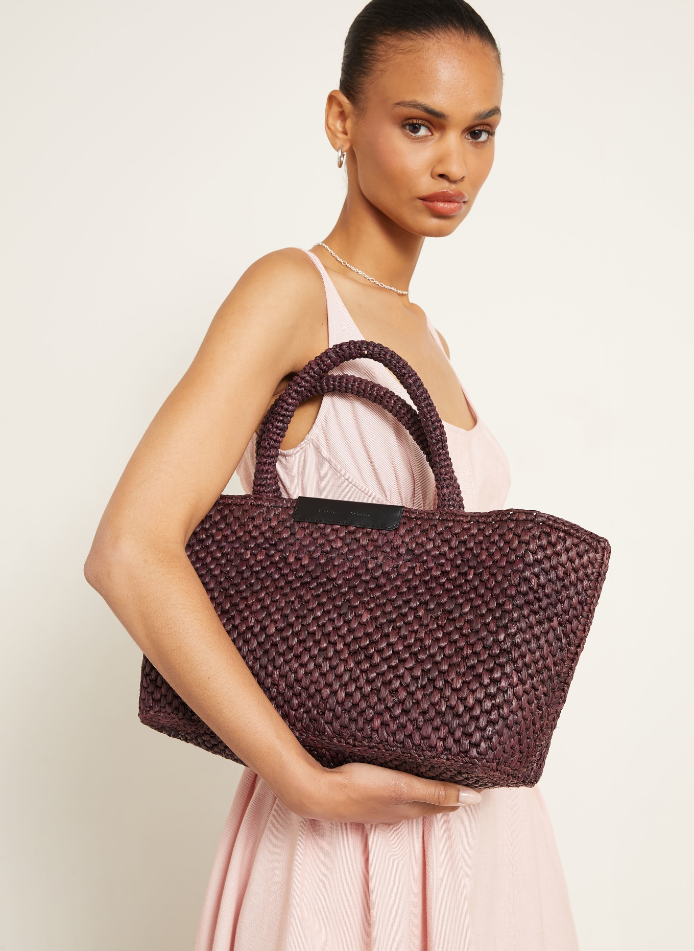 Proenza Schouler Shopper EAST WEST TOTE: DONKERPAARS / ZWART