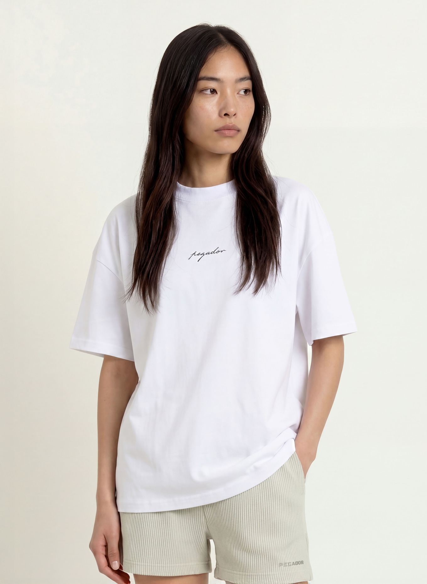 PEGADOR Oversized-Shirt COMILLAS: WEISS / DUNKELROT / HELLGELB