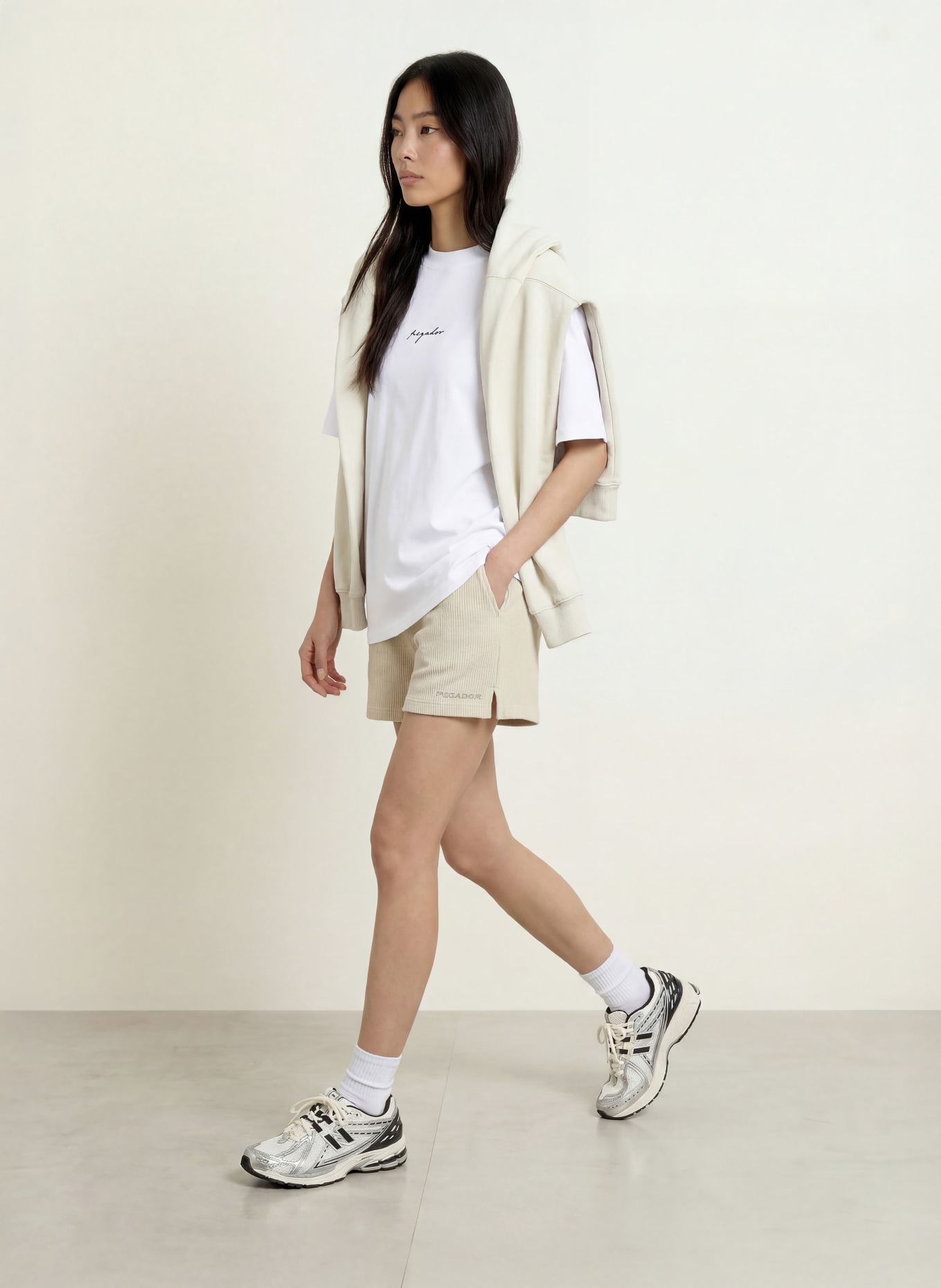 PEGADOR Oversized-Shirt COMILLAS: WEISS / DUNKELROT / HELLGELB