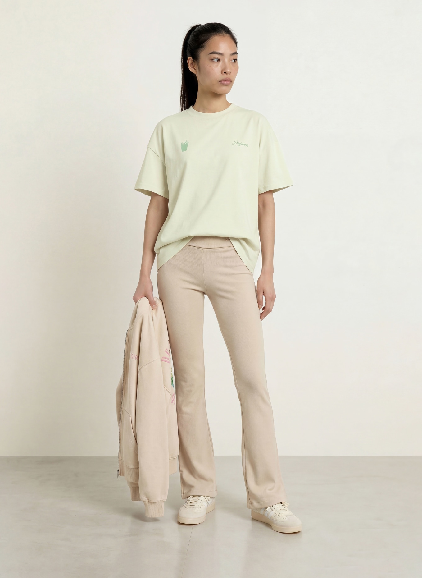 PEGADOR Oversized-Shirt ALBUFEIRA: HELLGRÜN / WEISS