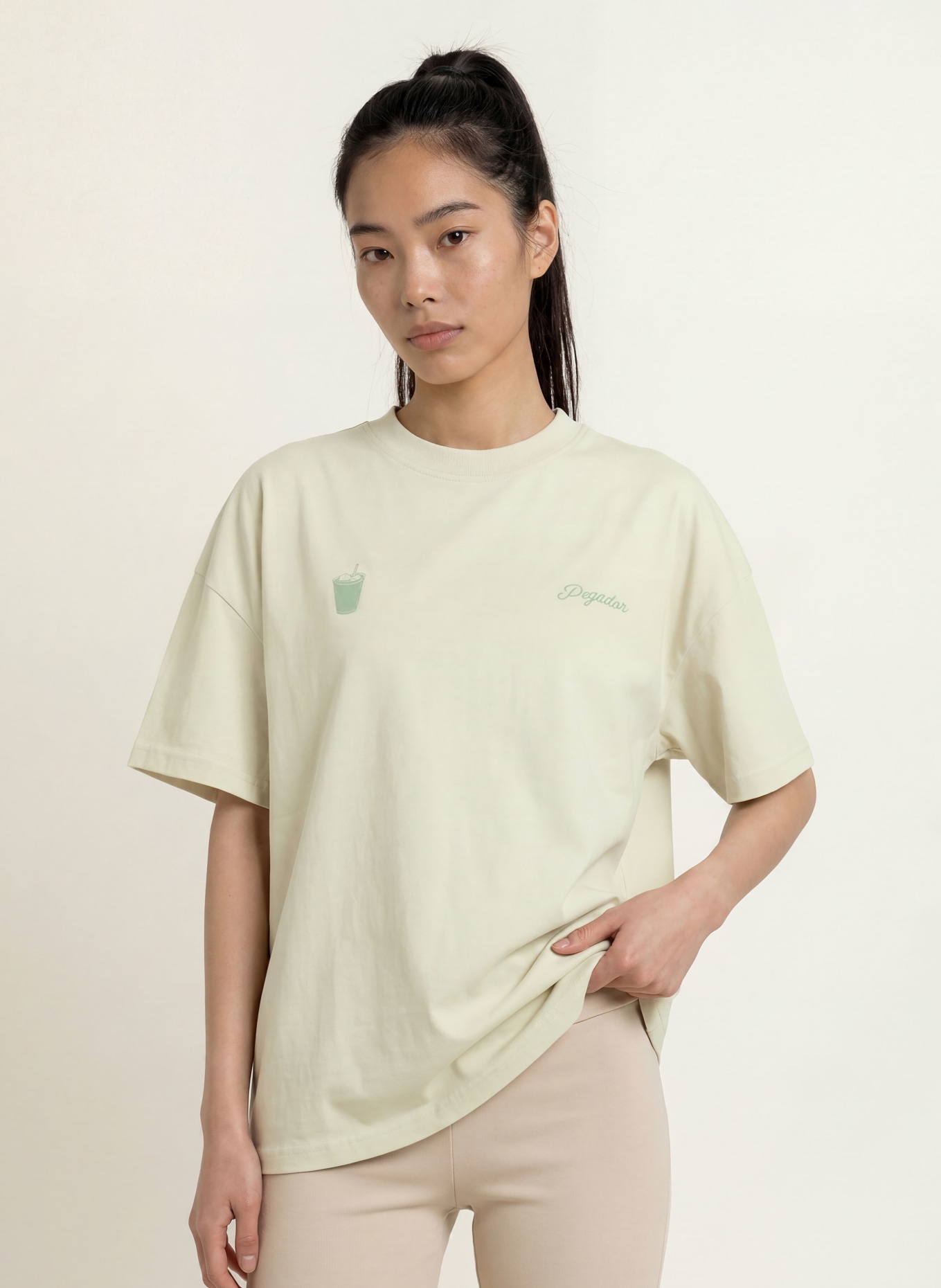 PEGADOR Oversized-Shirt ALBUFEIRA: HELLGRÜN / WEISS