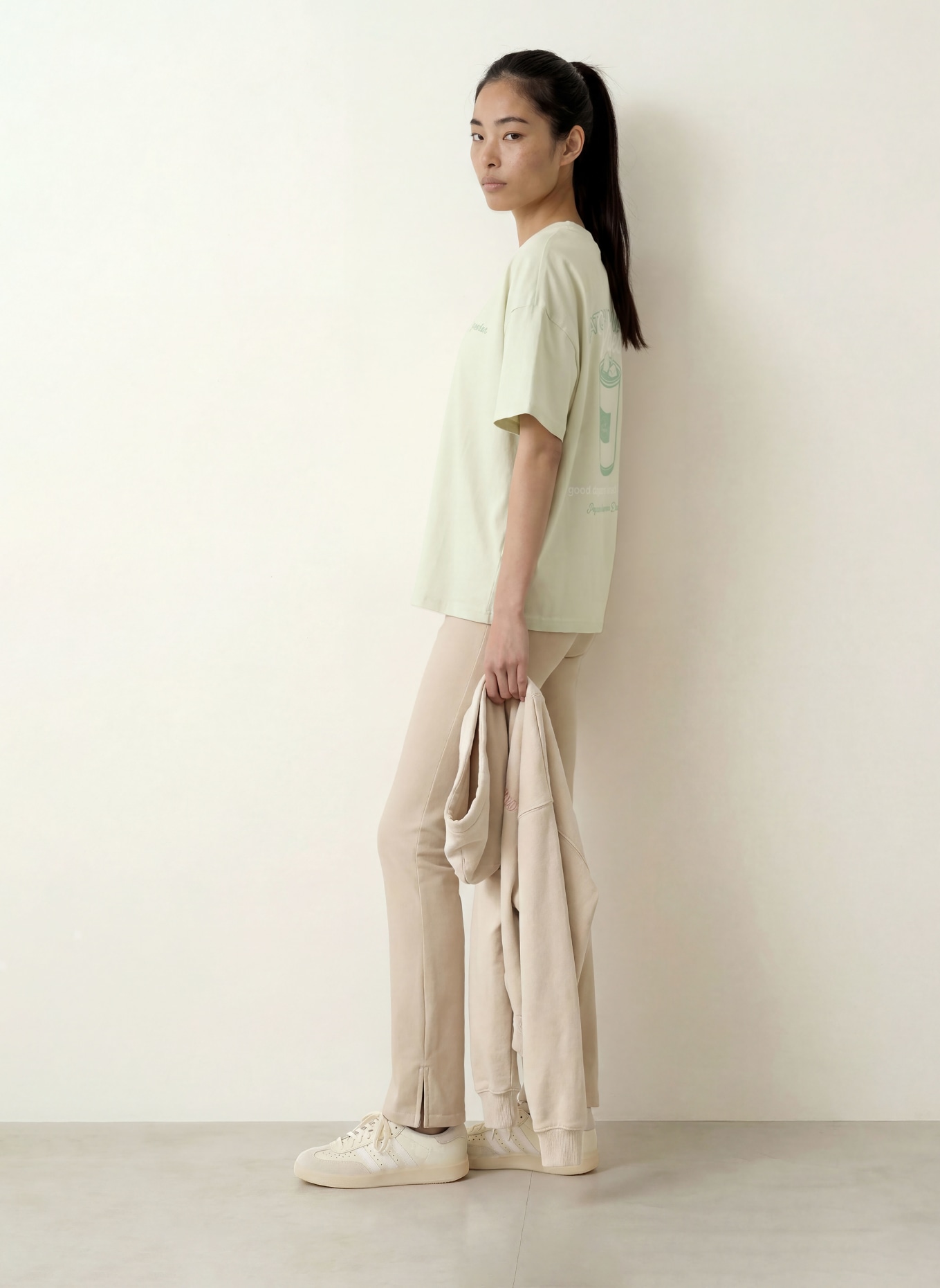 PEGADOR Oversized-Shirt ALBUFEIRA: HELLGRÜN / WEISS
