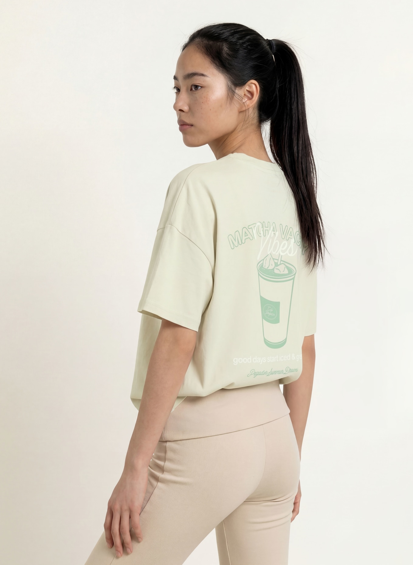 PEGADOR Oversized-Shirt ALBUFEIRA: HELLGRÜN / WEISS