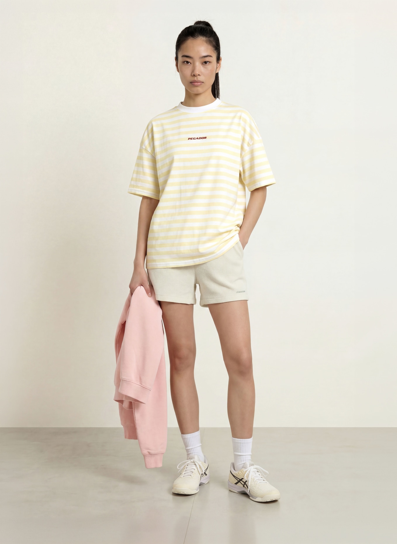 PEGADOR Oversized-Shirt BREDA: HELLGELB / WEISS