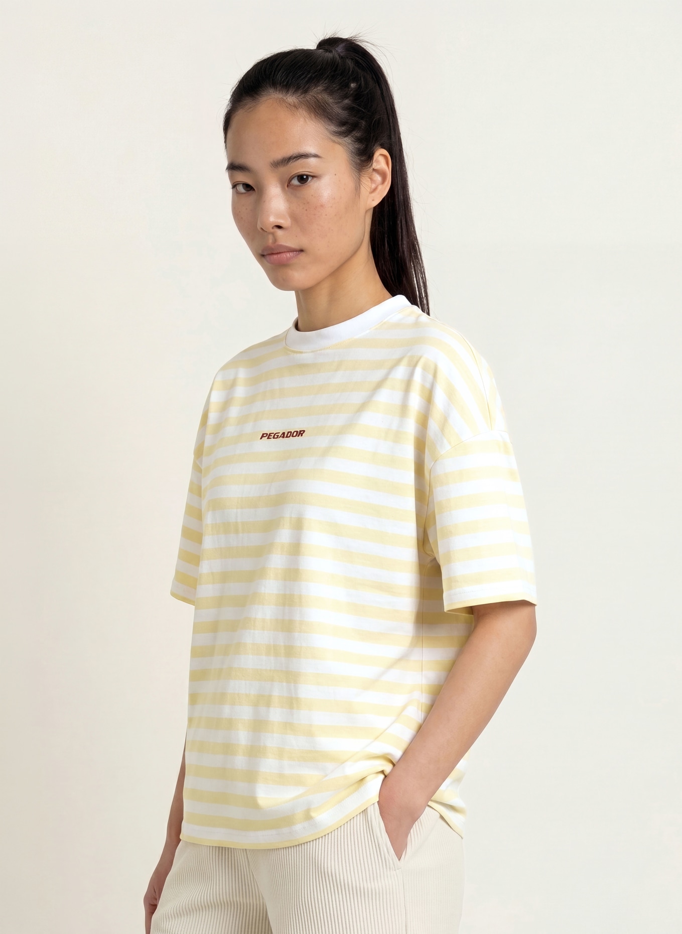 PEGADOR Oversized-Shirt BREDA: HELLGELB / WEISS