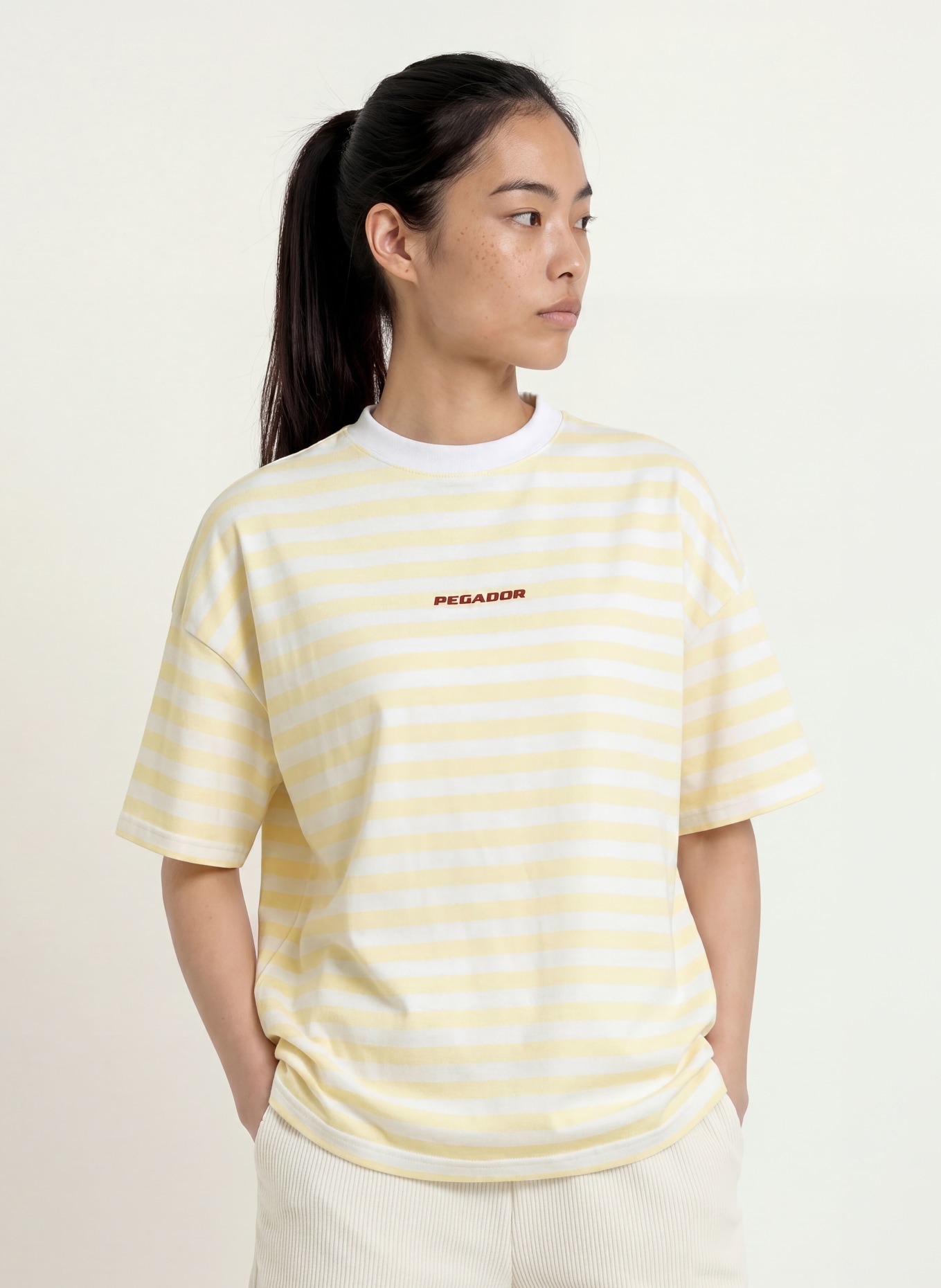 PEGADOR Oversized-Shirt BREDA: HELLGELB / WEISS