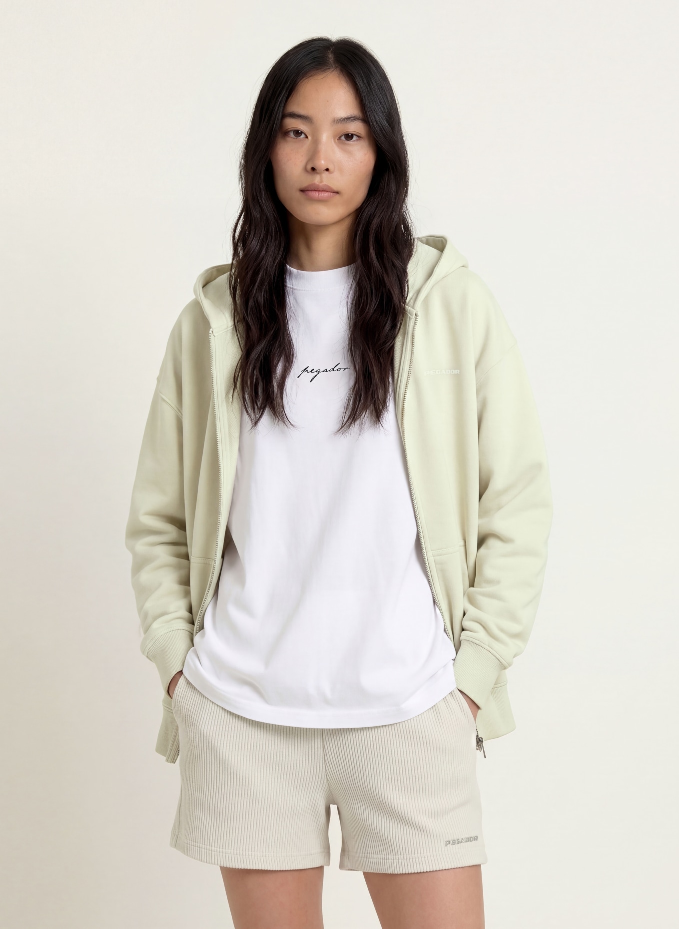 PEGADOR Oversized-Sweatjacke RAMIRA: HELLGRÜN