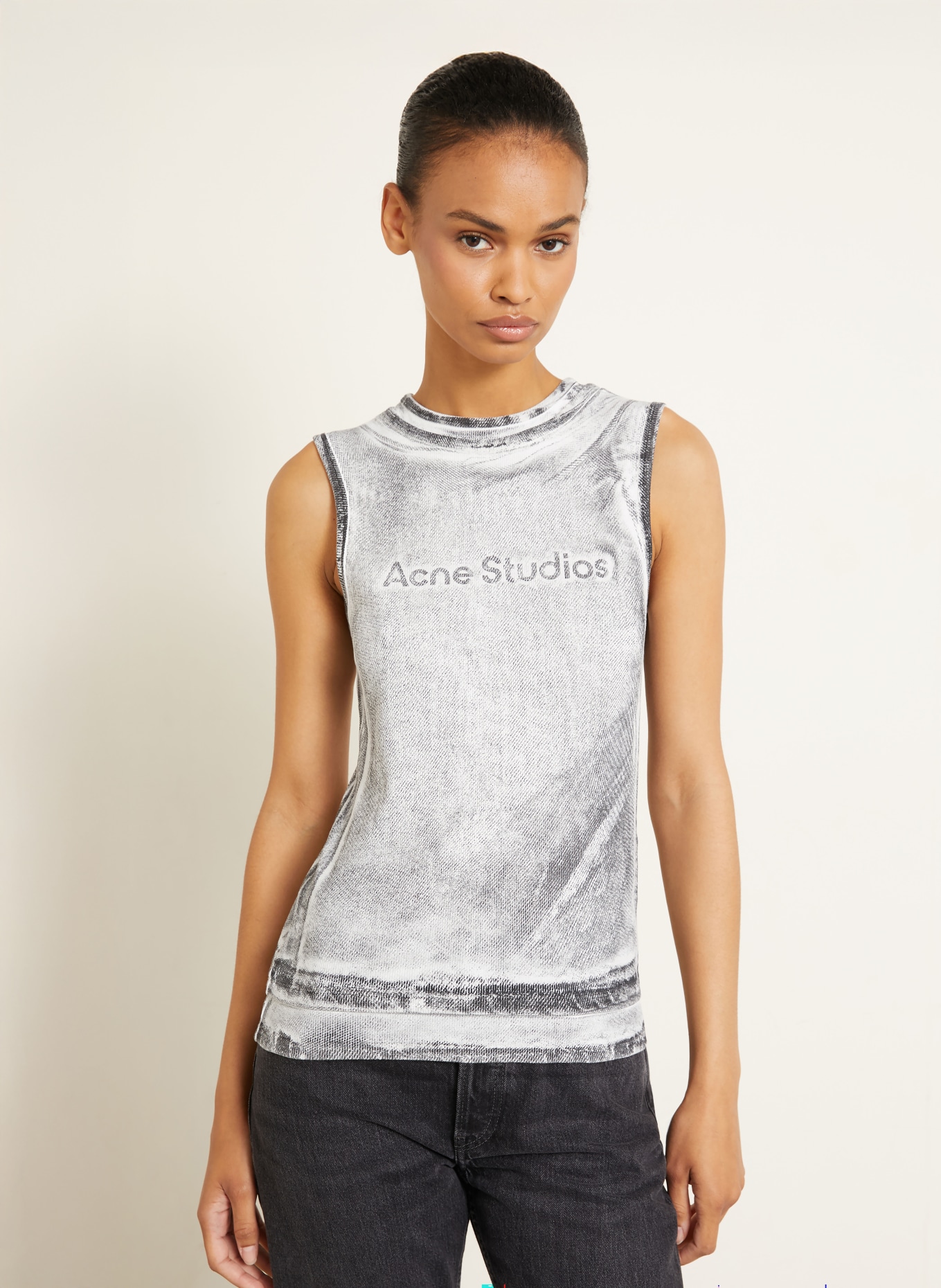 Acne Studios Top: WEISS / GRAU / SCHWARZ