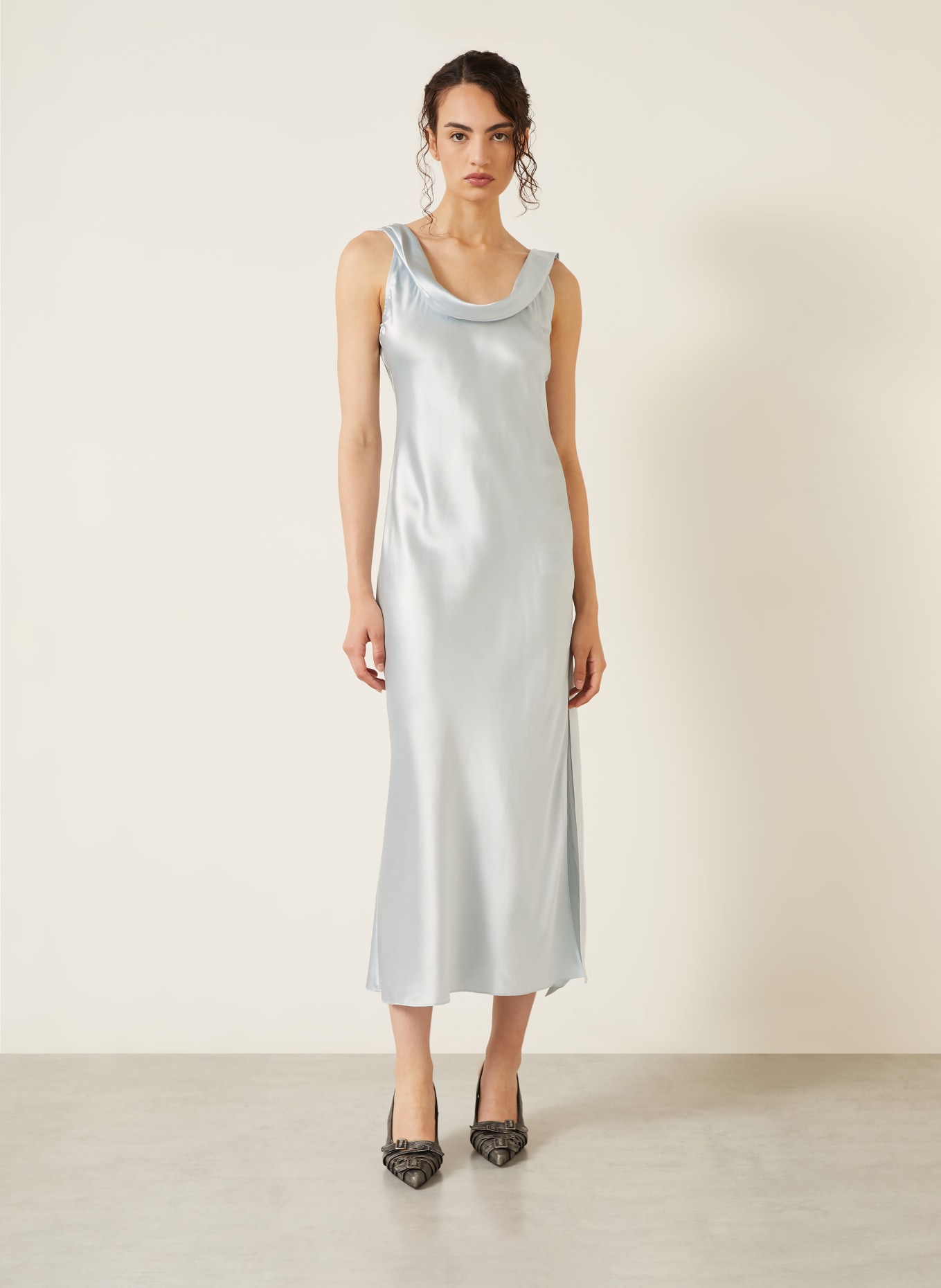 Acne Studios Satinkleid aus Seide: HELLBLAU