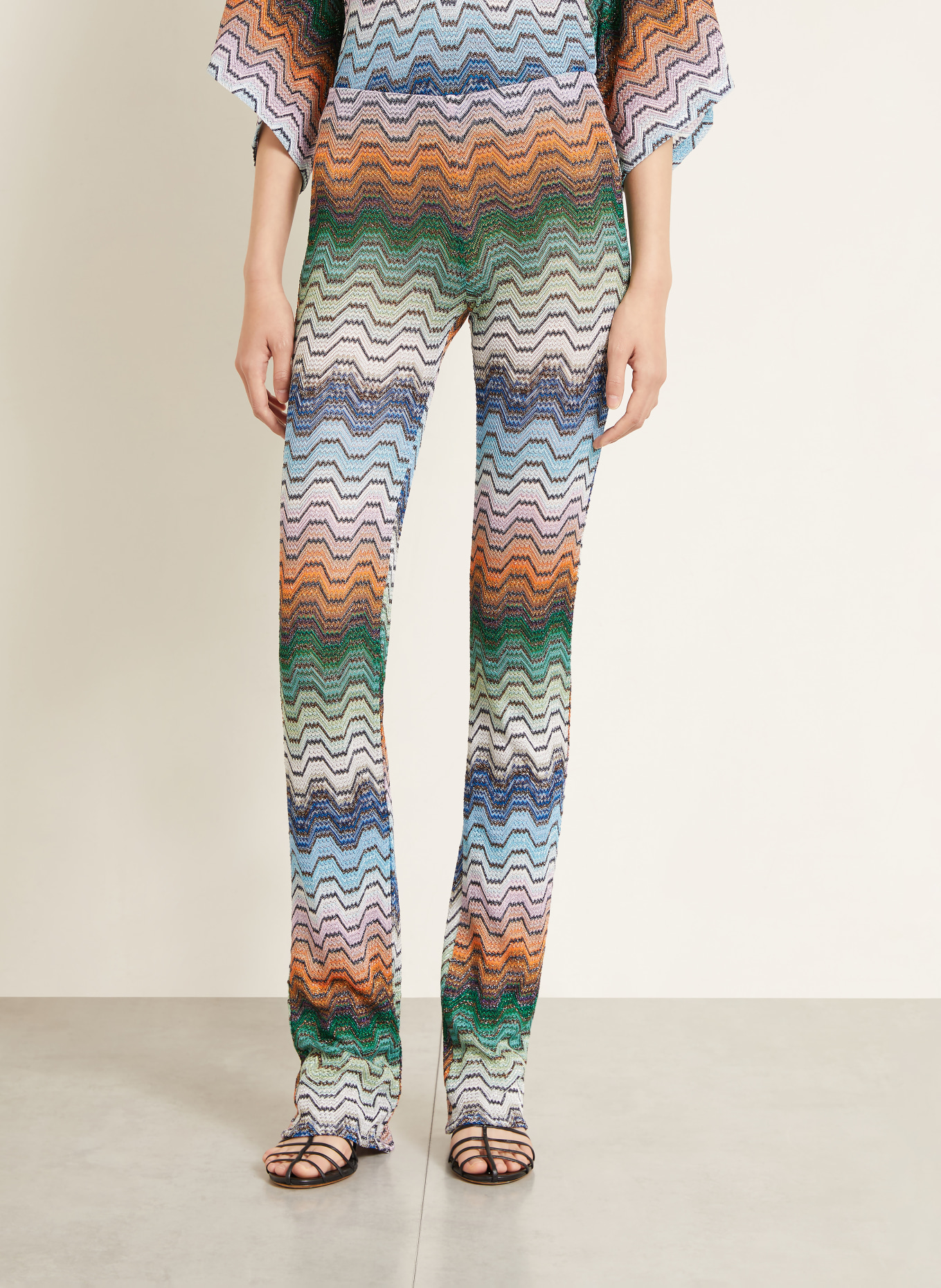 MISSONI Gebreide broek met glitterstof: GROEN / ORANJE / BLAUW