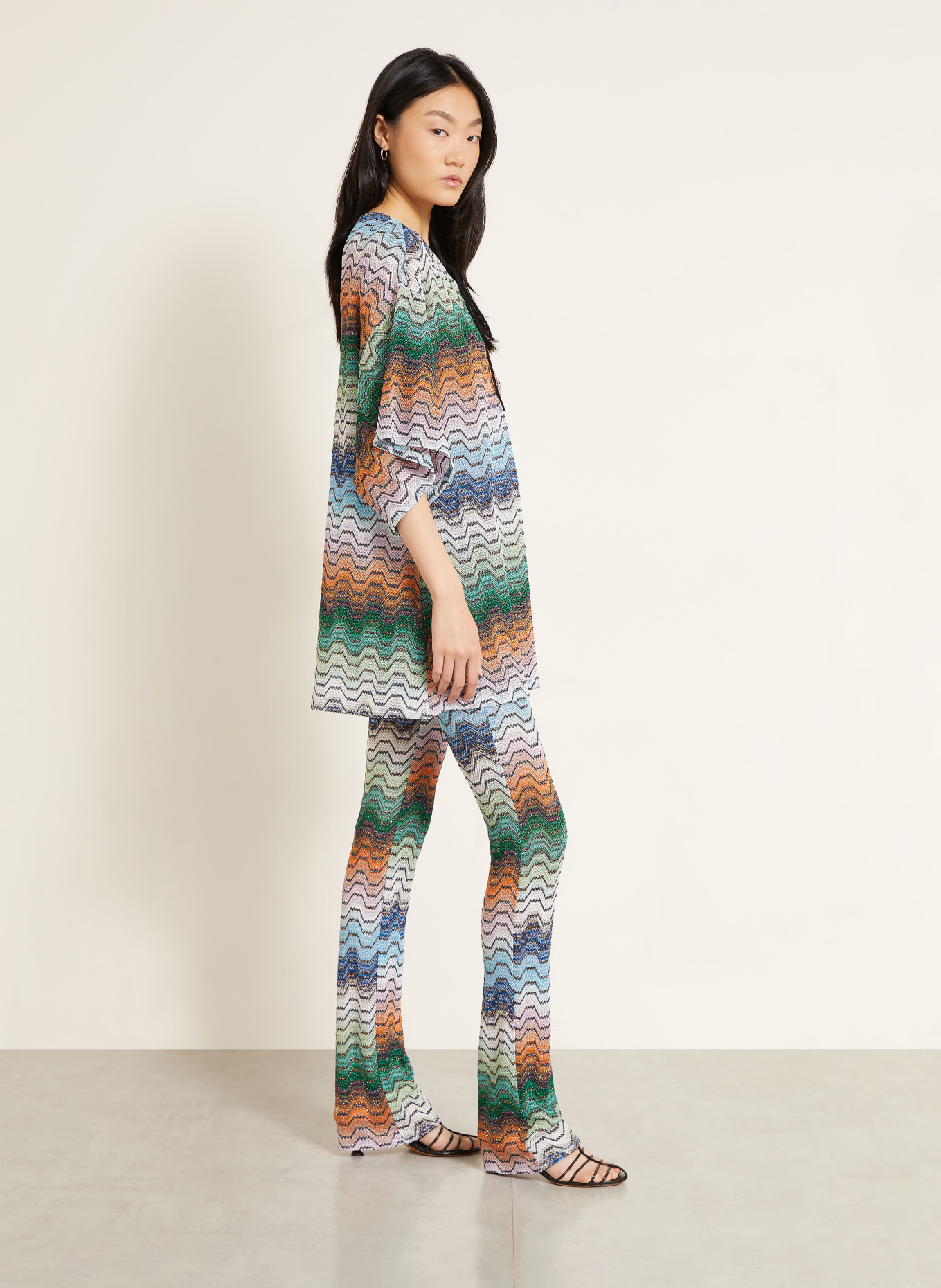 MISSONI Gebreide broek met glitterstof: GROEN / ORANJE / BLAUW