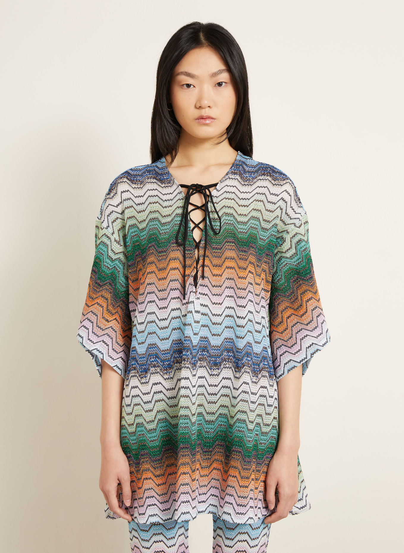 MISSONI Strandkleid mit Glitzergarn: DUNKELBRAUN / ORANGE / GRÜN