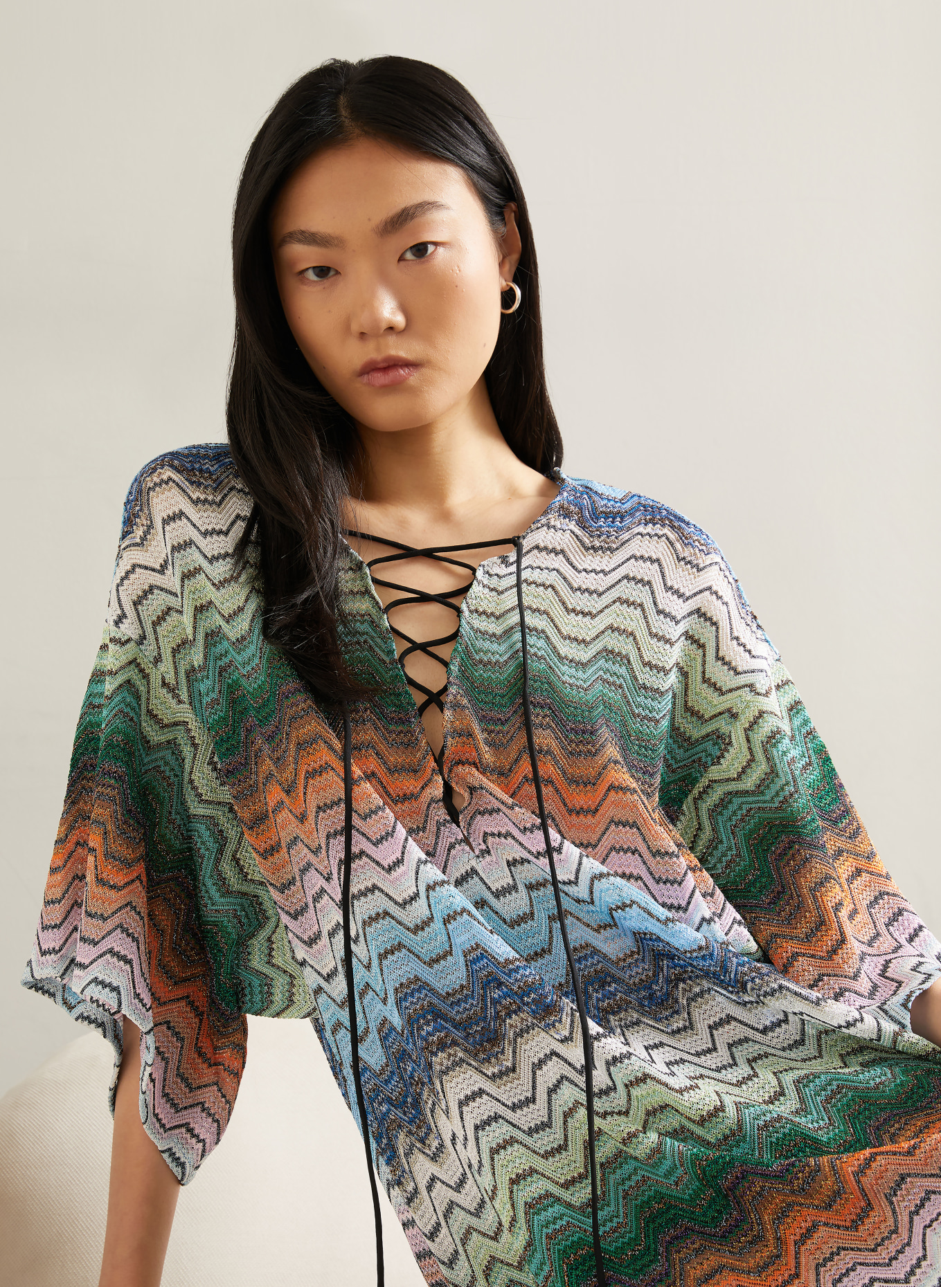 MISSONI Strandkleid mit Glitzergarn: DUNKELBRAUN / ORANGE / GRÜN