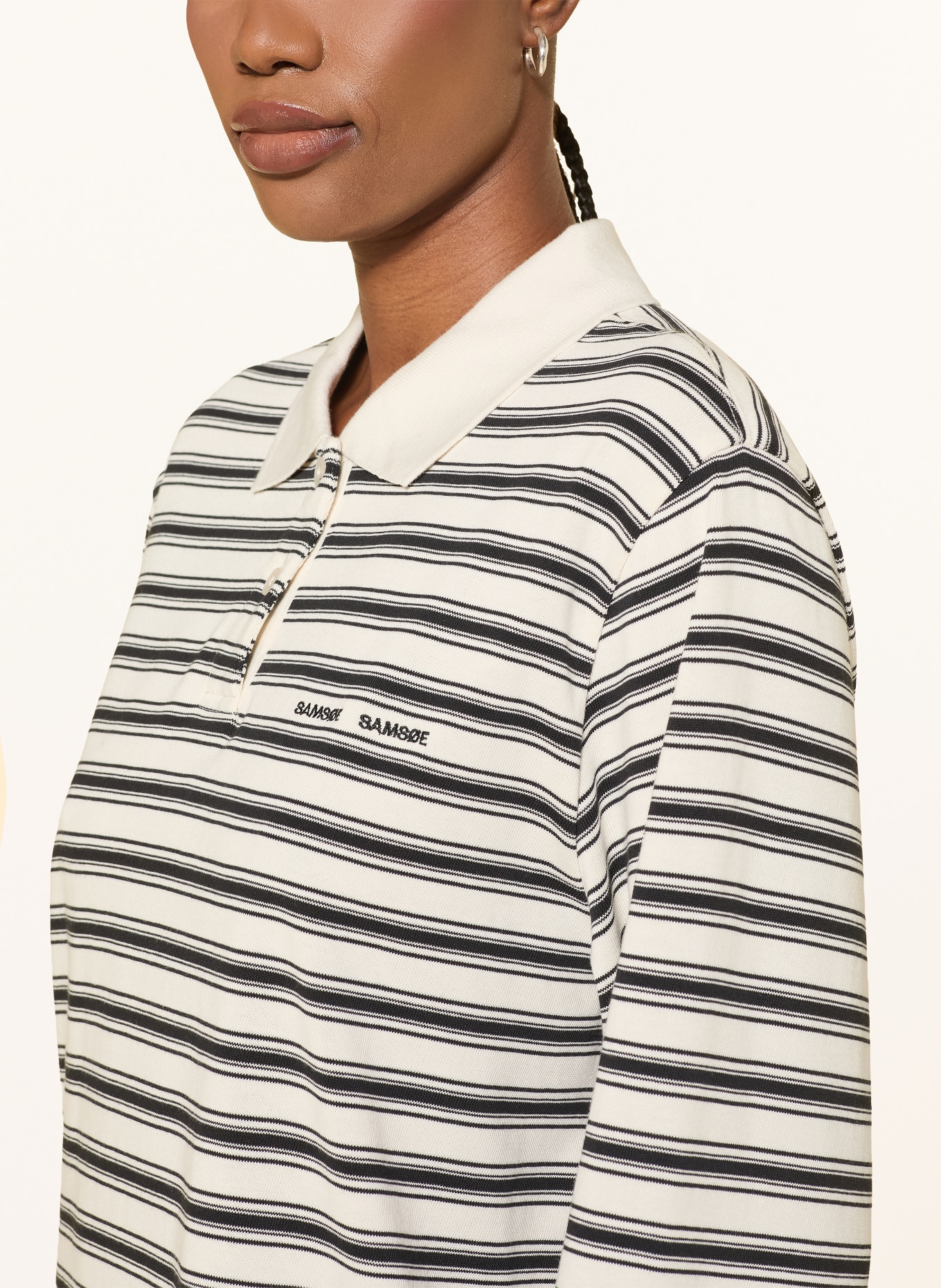 SAMSØE SAMSØE Jersey-Polokleid SADOVER: CREME / SCHWARZ