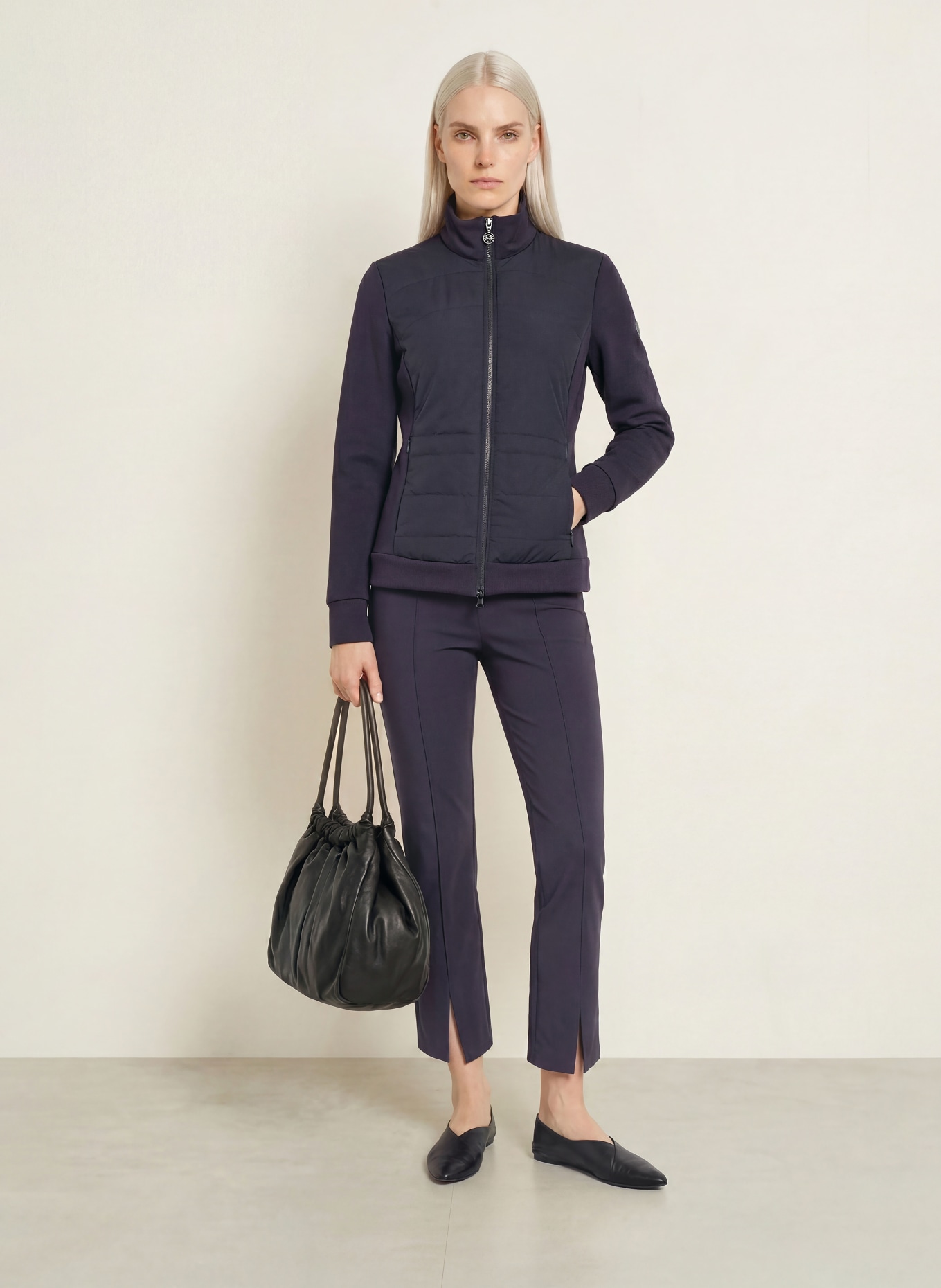 SPORTALM Sweatvest van gemengde materialen: DONKERBLAUW