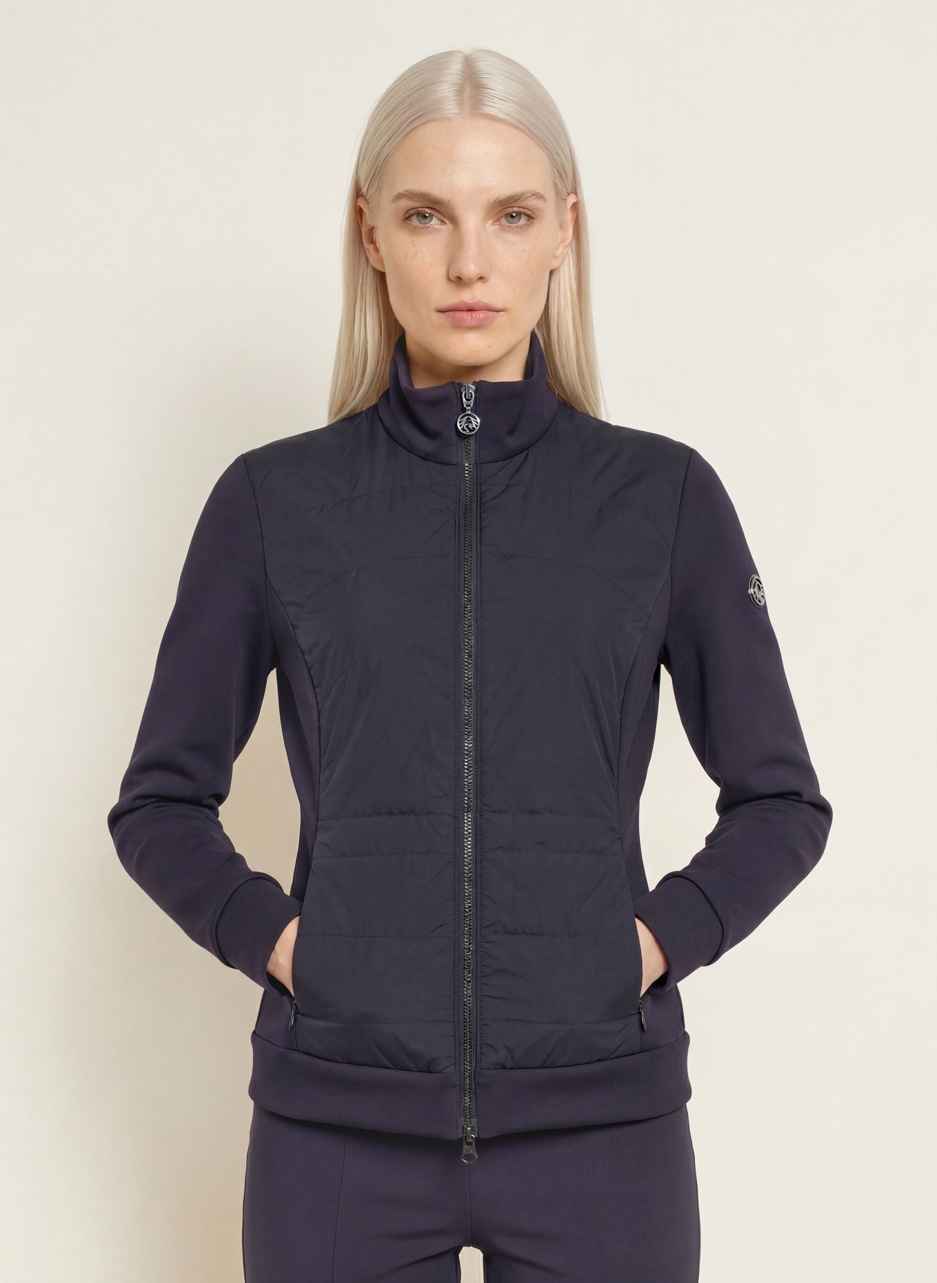 SPORTALM Sweatvest van gemengde materialen: DONKERBLAUW