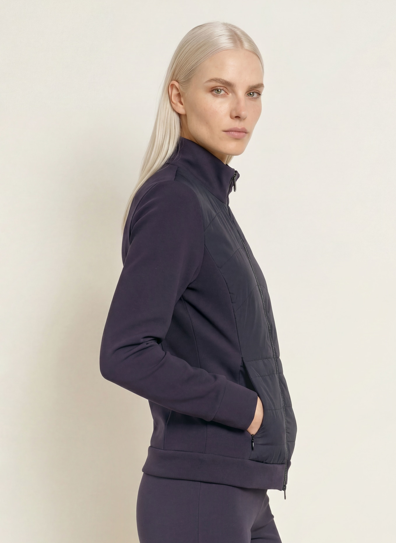 SPORTALM Sweatvest van gemengde materialen: DONKERBLAUW