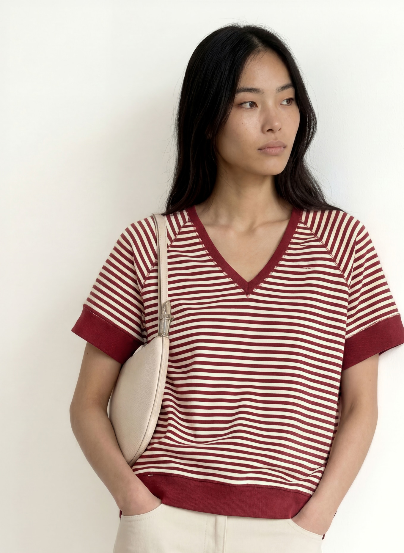 MOS MOSH MMHOLT Sweatshirt: DARK RED / ECRU