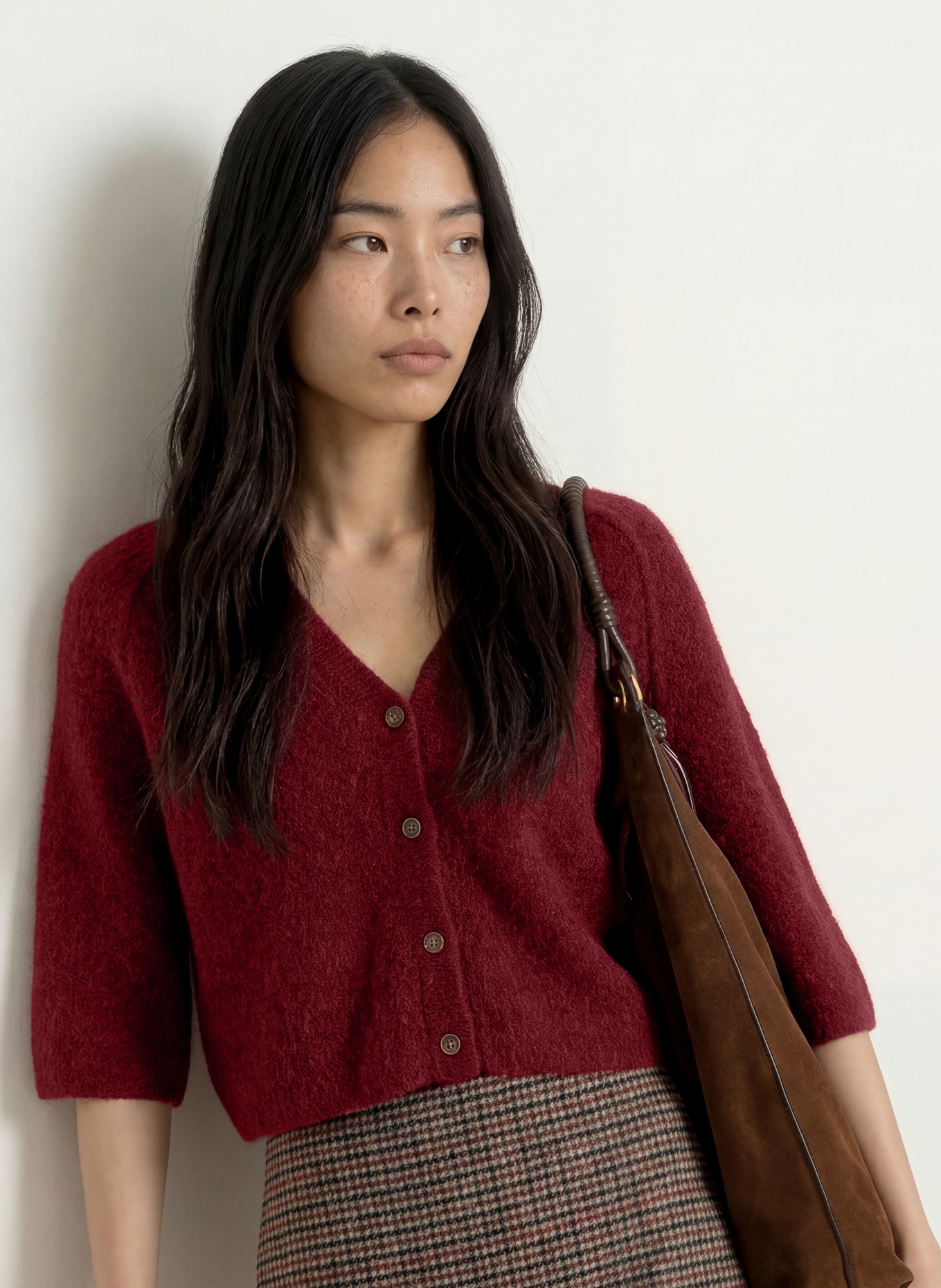 MOS MOSH Strickjacke MMTHORA LIZET mit Alpaka: DUNKELROT