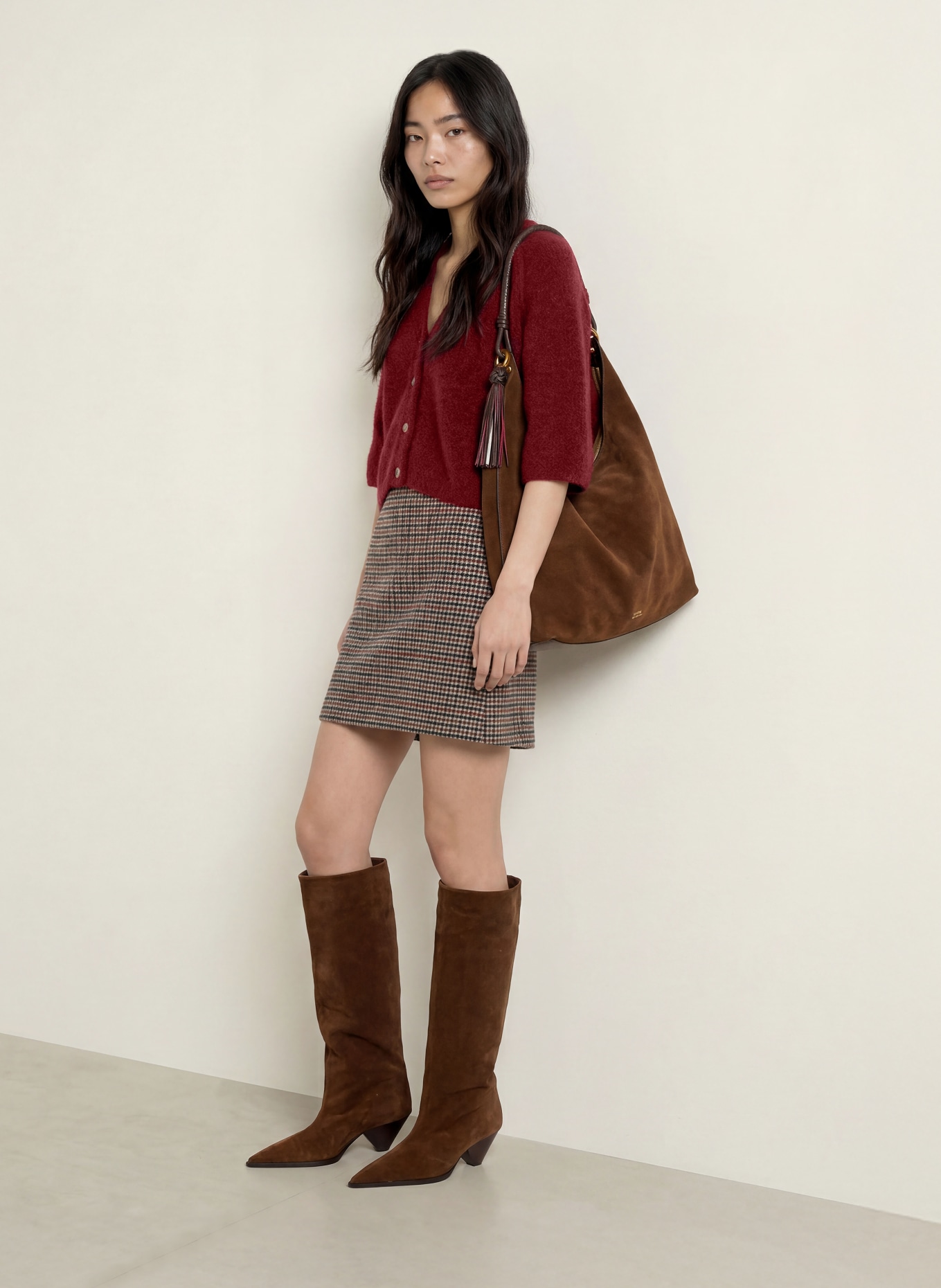 MOS MOSH Strickjacke MMTHORA LIZET mit Alpaka: DUNKELROT