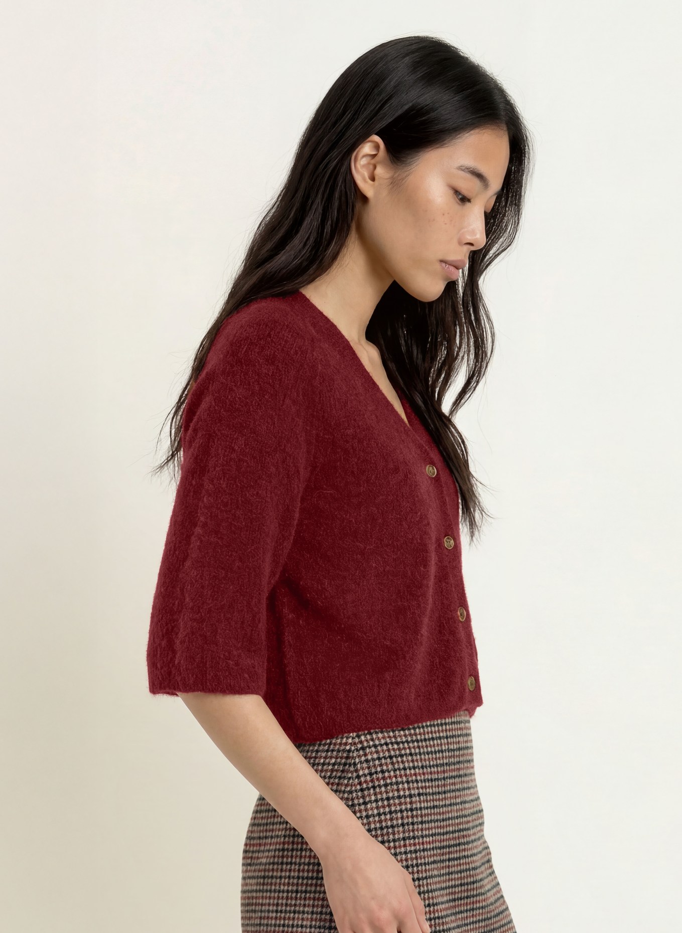 MOS MOSH Strickjacke MMTHORA LIZET mit Alpaka: DUNKELROT