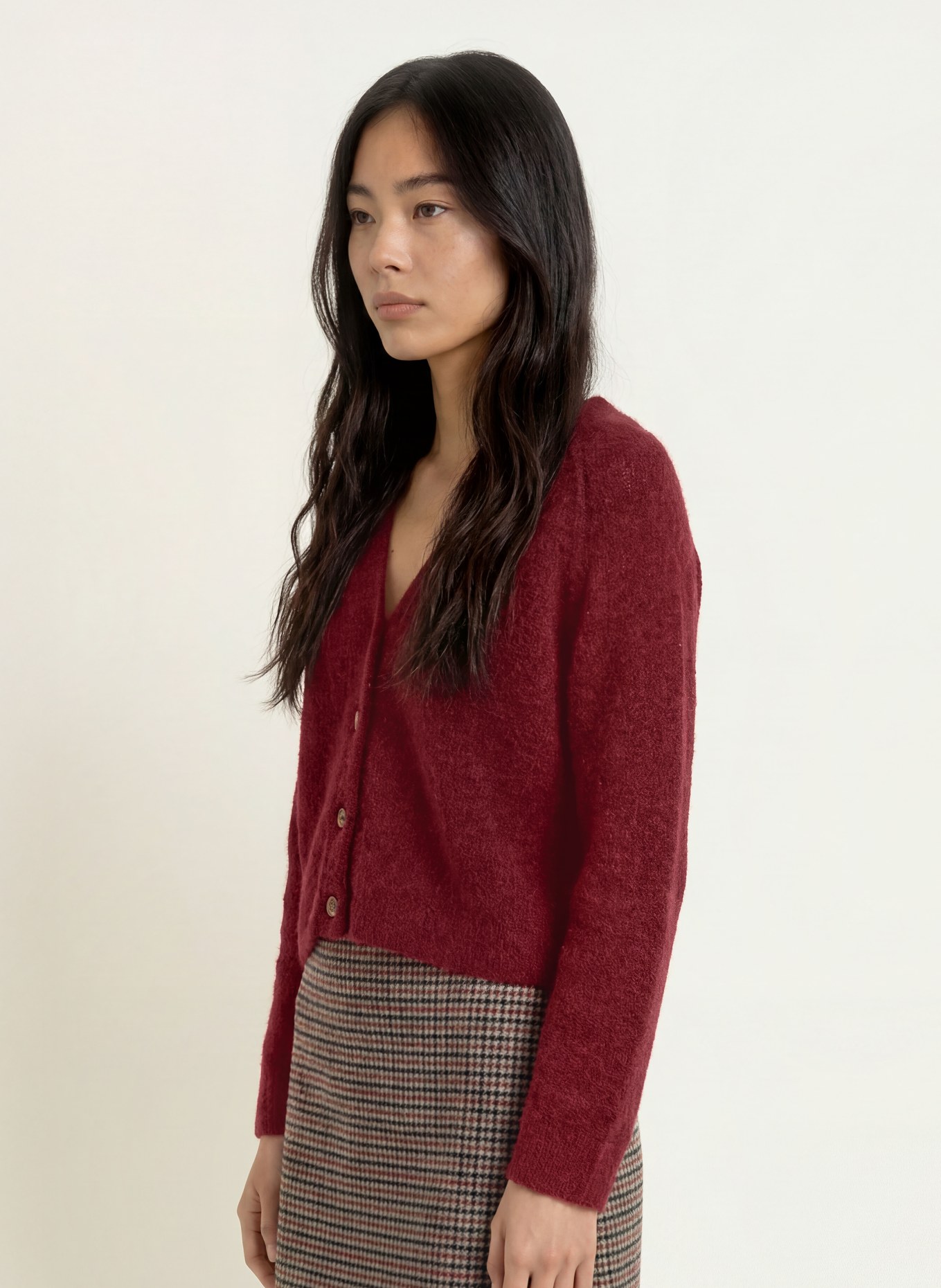 MOS MOSH Strickjacke MMTHORA LIZET mit Alpaka: DUNKELROT