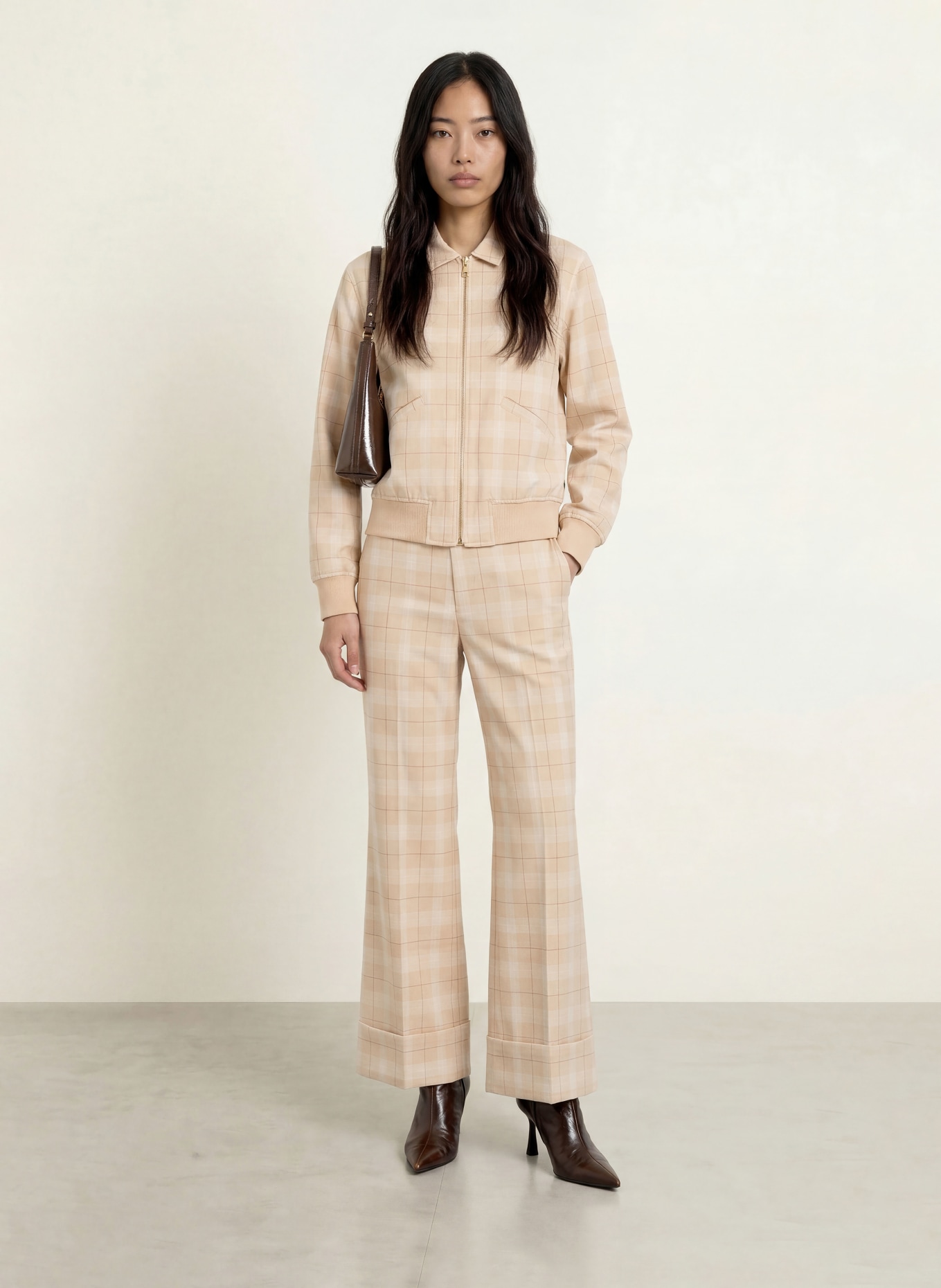 MOS MOSH Blouson MMKIRA: BEIGE / DUNKELROT / WEISS