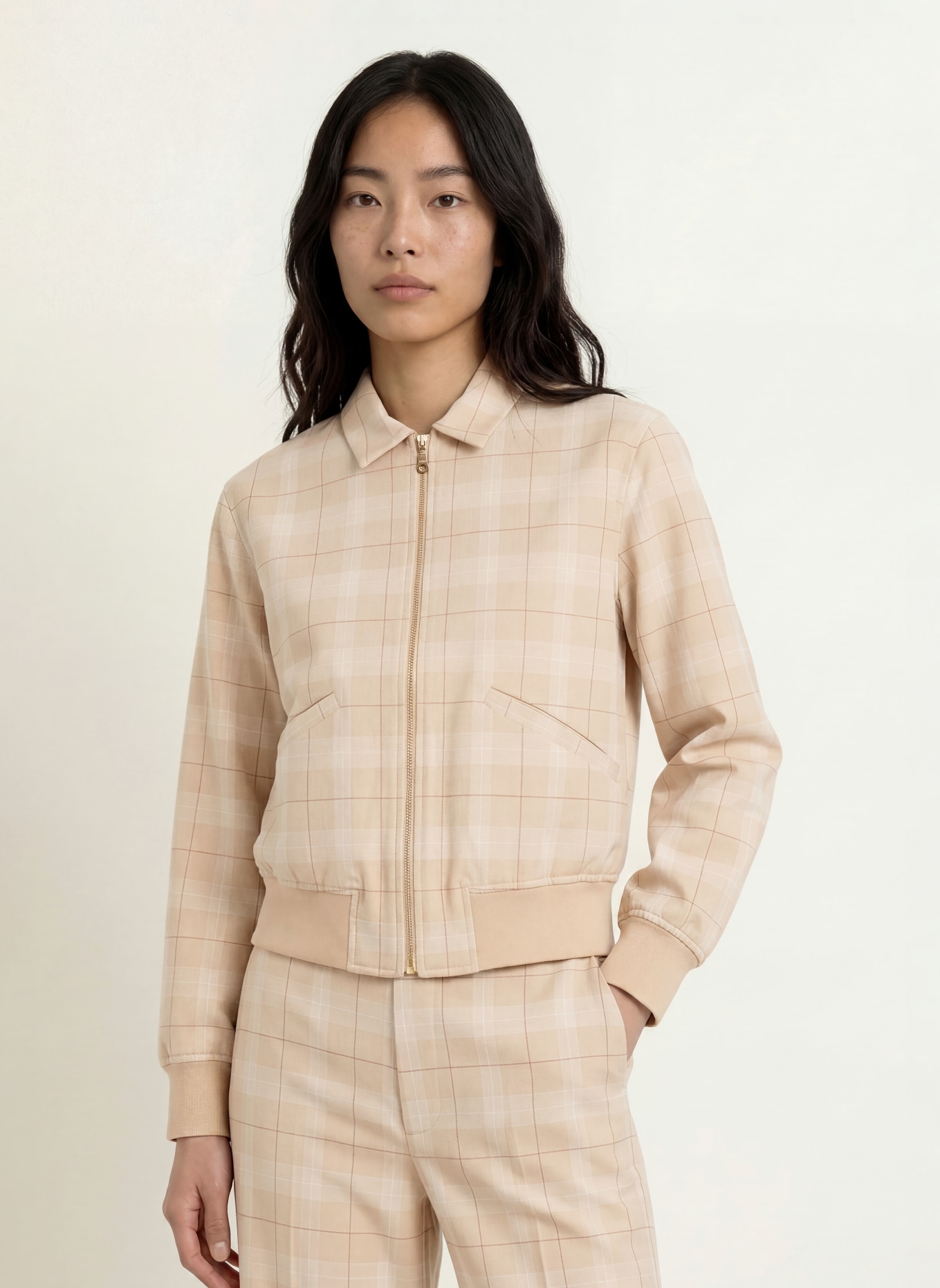MOS MOSH Blouson MMKIRA: BEIGE / DUNKELROT / WEISS