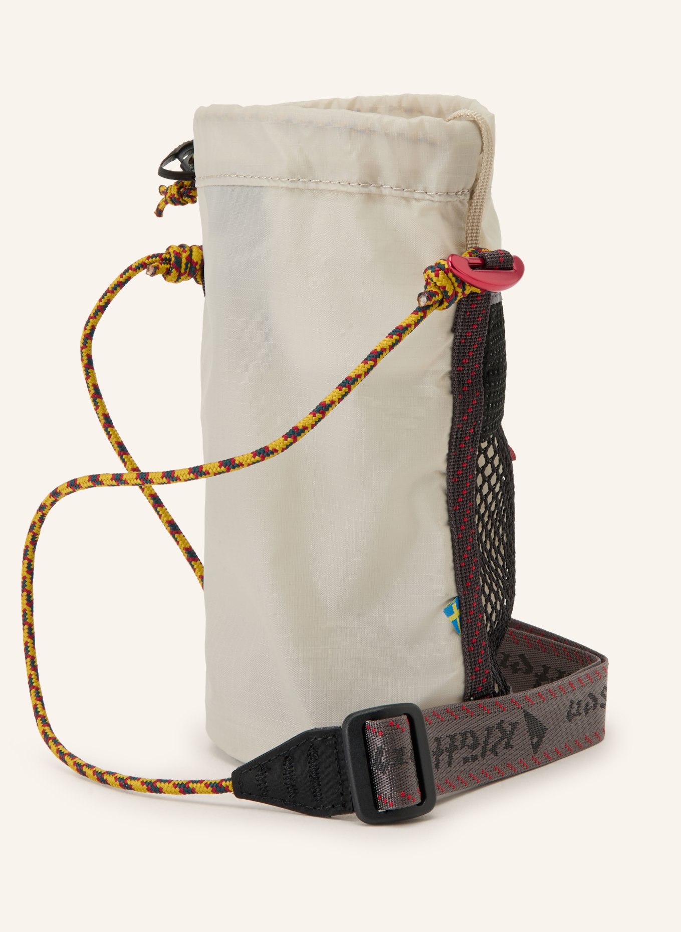 Klättermusen Umhängetasche ALGIR BOTTLE SLING: CREME / GRAU / DUNKELROT